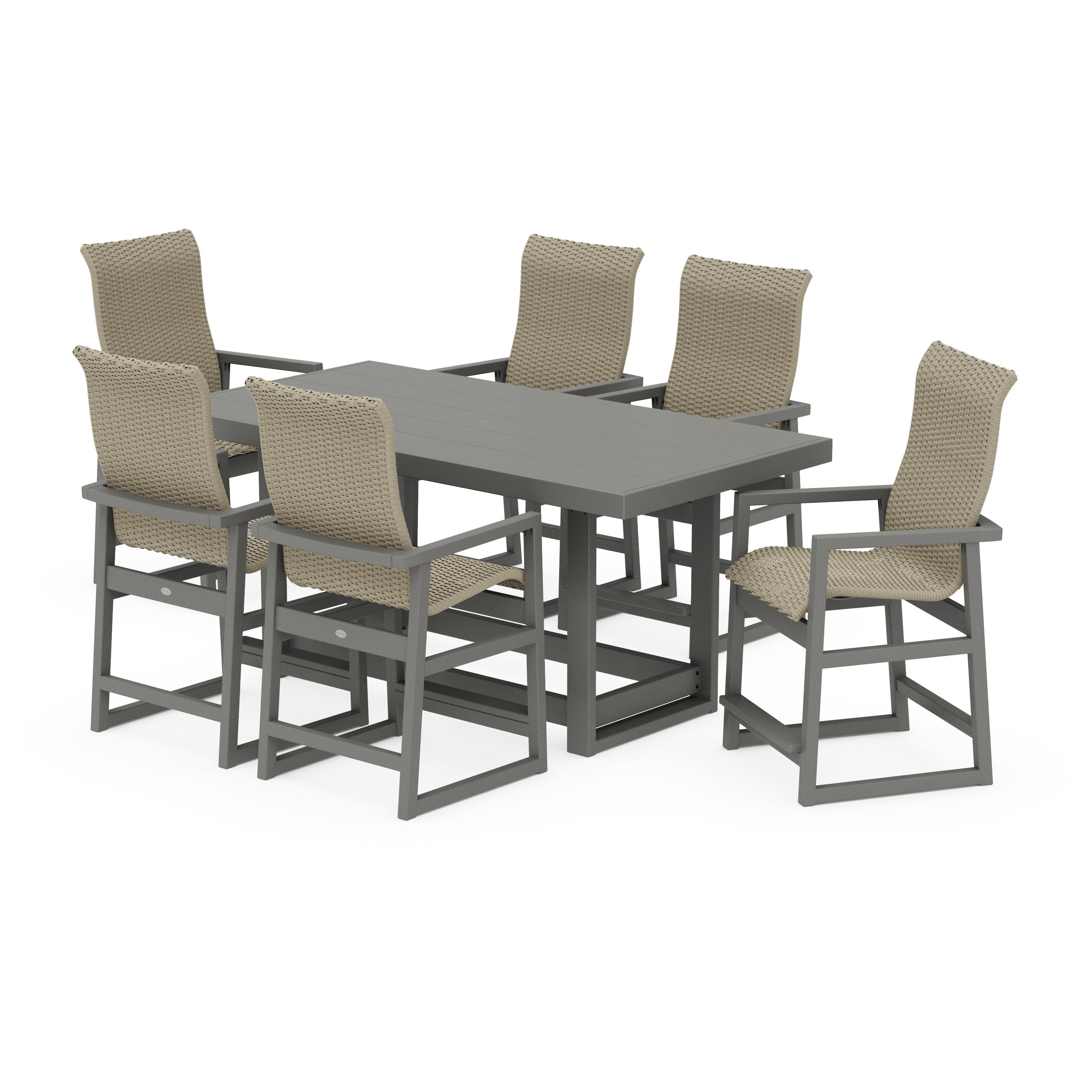 EDGE Woven Highback Arm Chair 7-Piece Counter Set