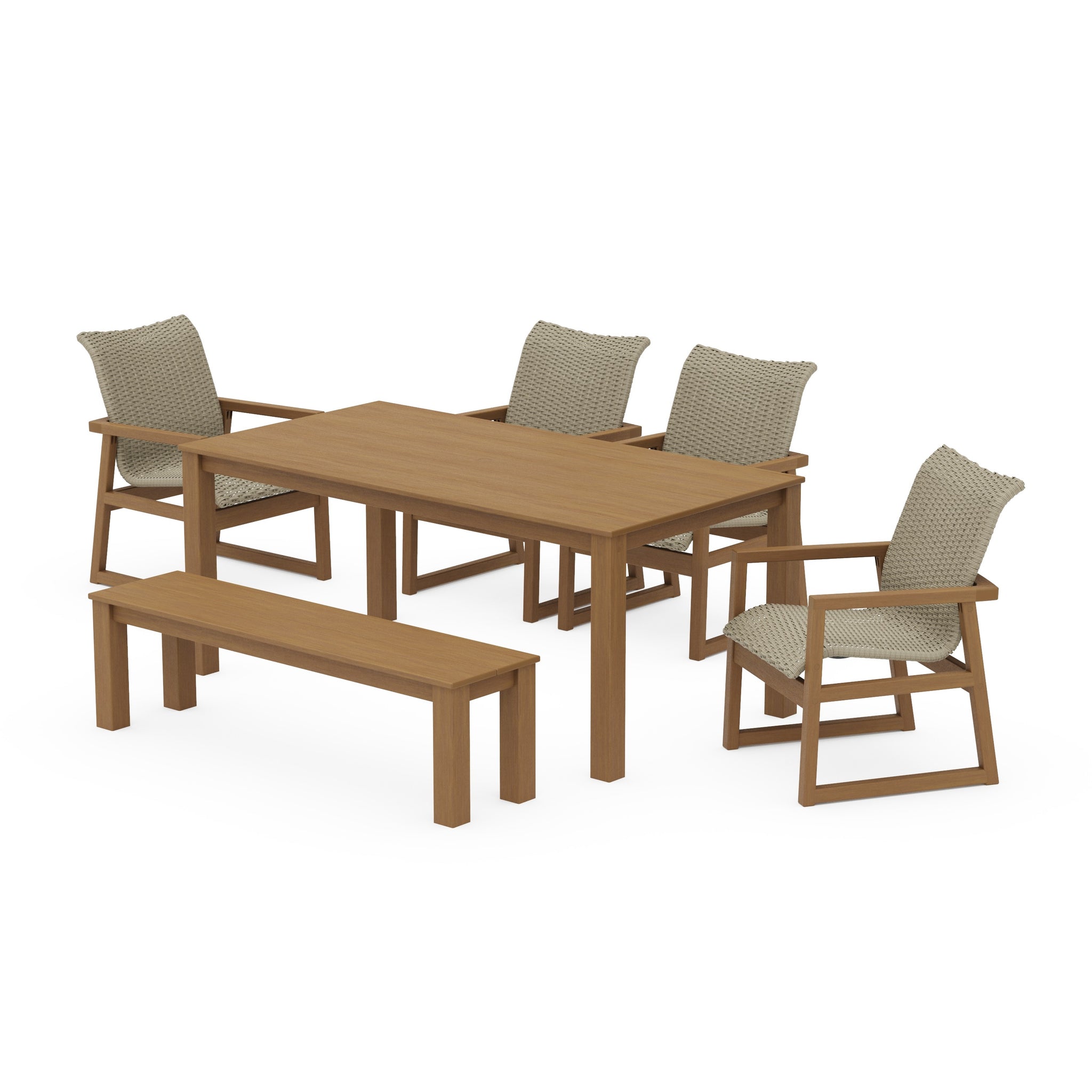 EDGE Woven 6-Piece Parsons Dining Set with Bench