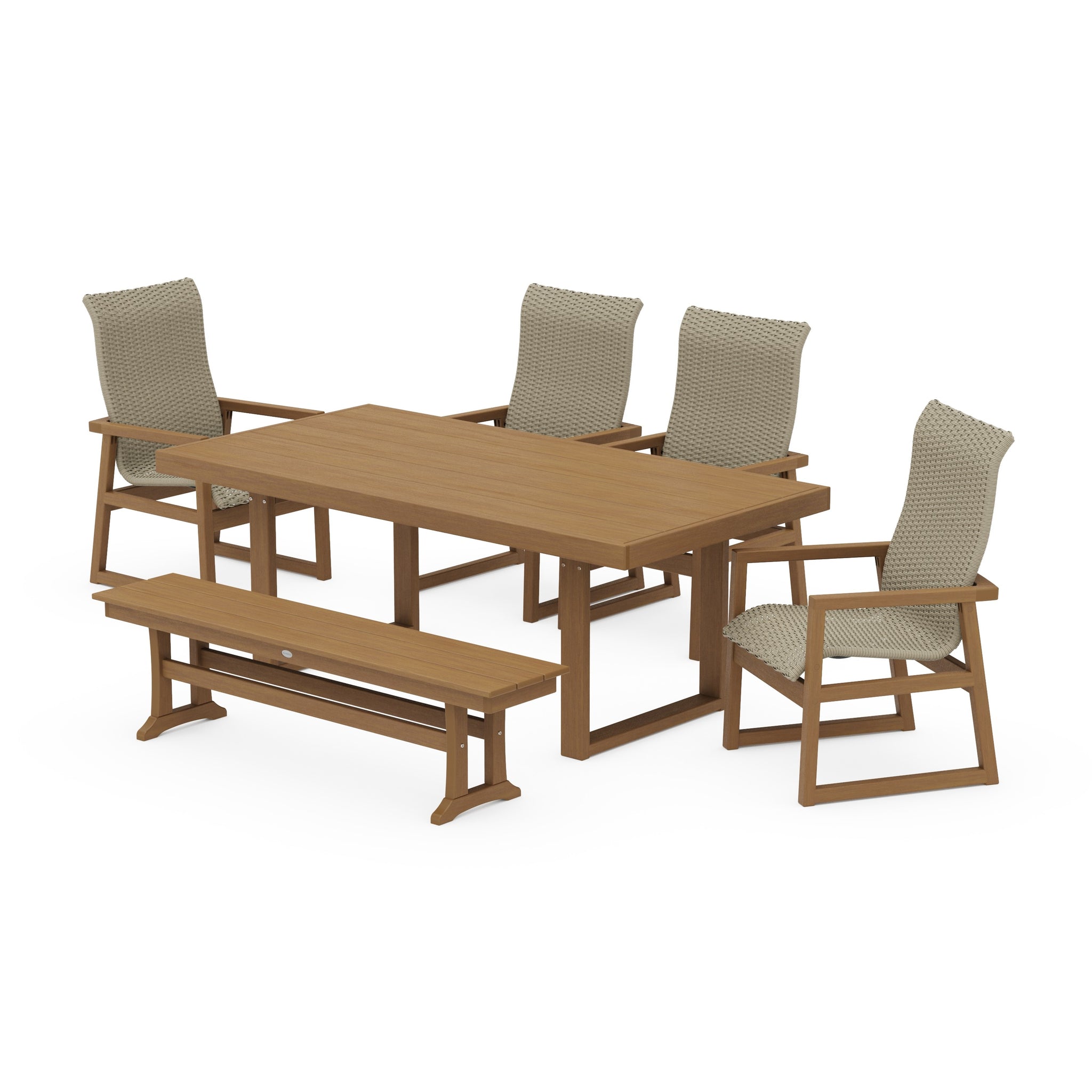 EDGE Woven Highback 6-Piece Dining Set with Bench