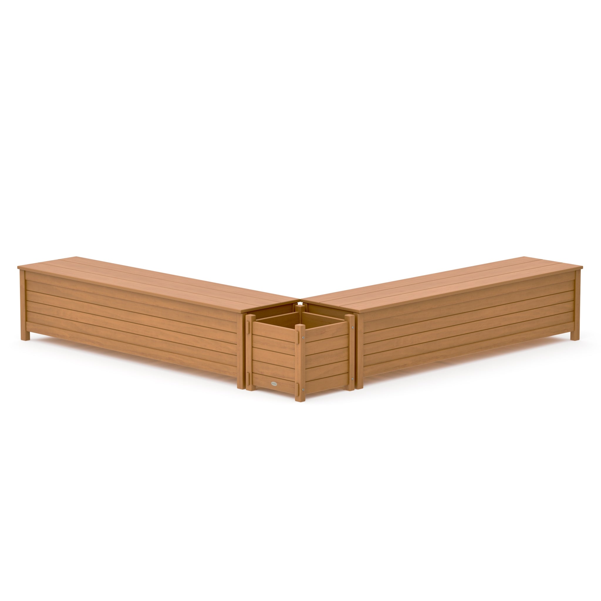 72" Nautical L- Shaped Planter Storage Bench Set