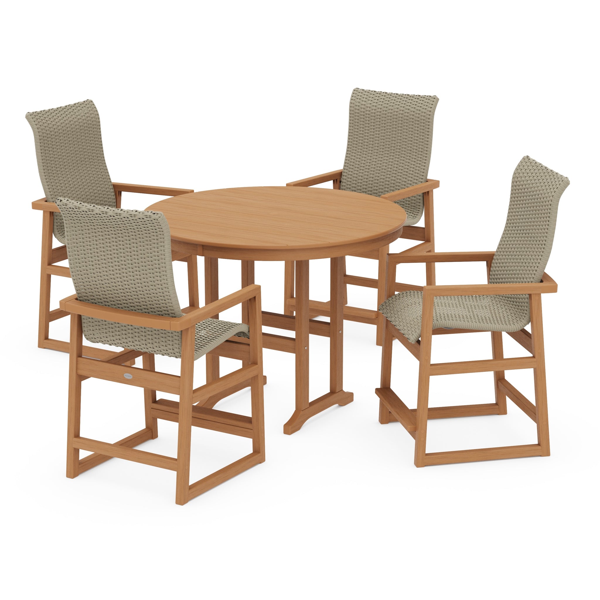 EDGE Woven Highback 5-Piece Round Farmhouse Counter Set