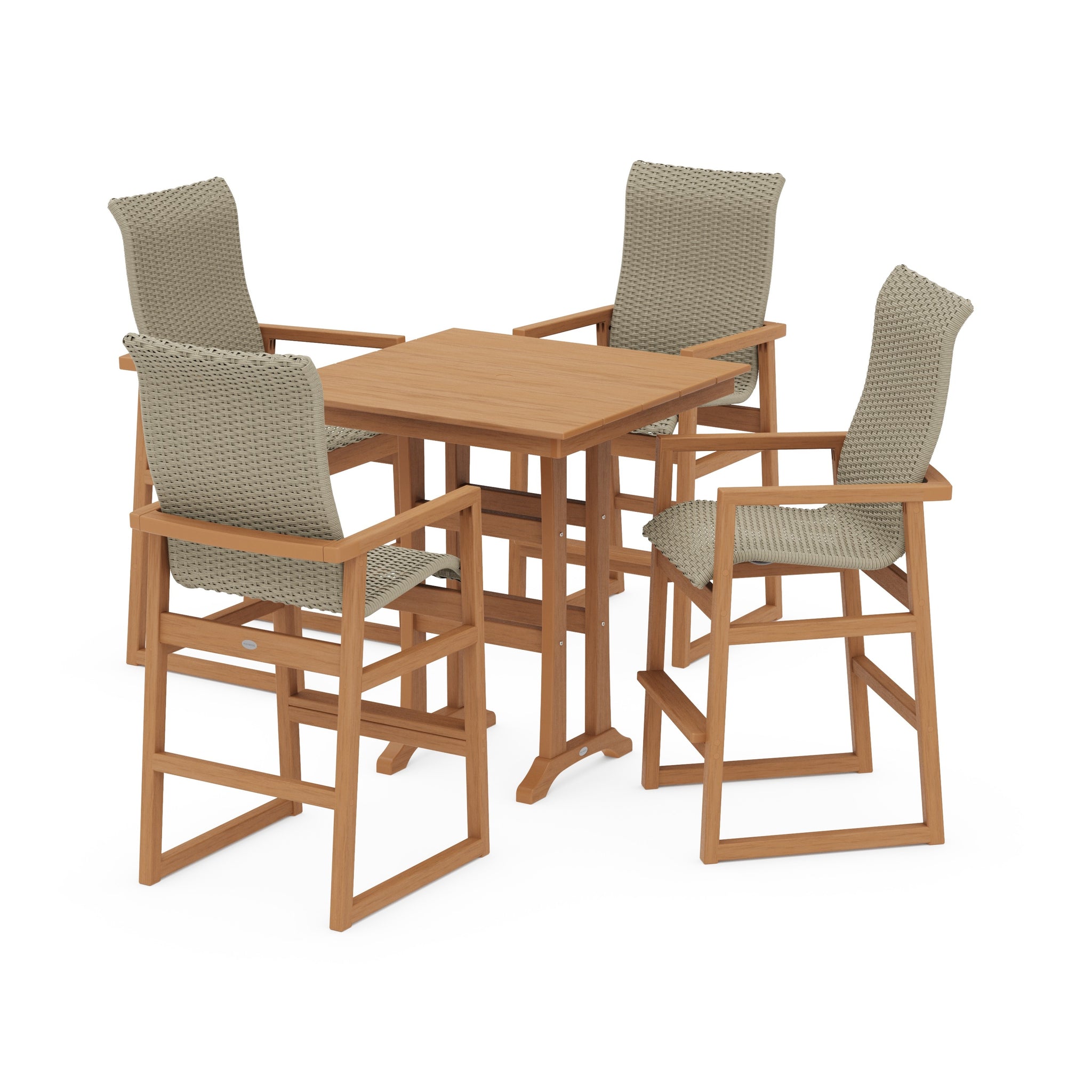 EDGE Woven Highback 5-Piece Farmhouse Bar Set with Trestle Legs