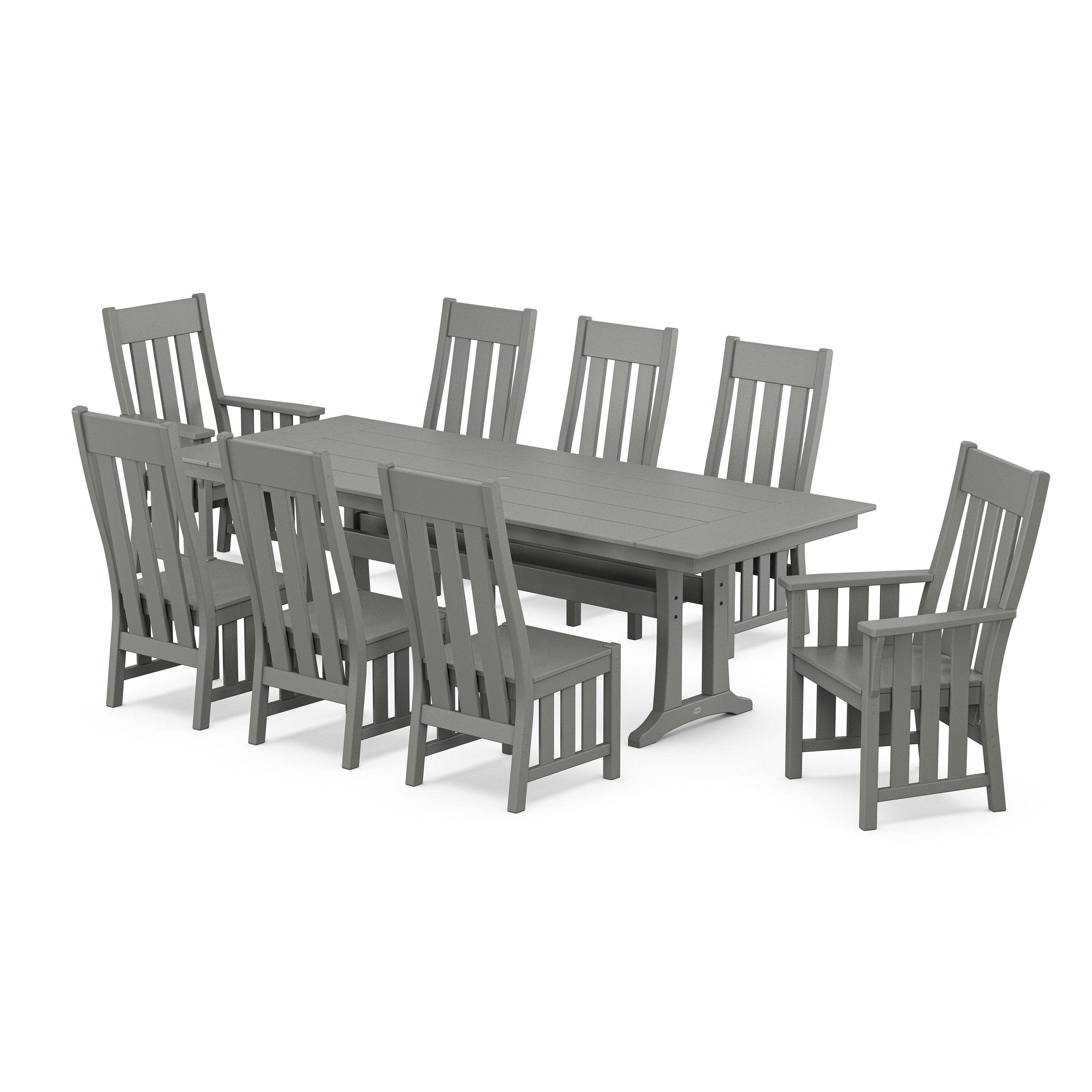 Acadia 9-Piece Farmhouse Dining Set with Trestle Legs