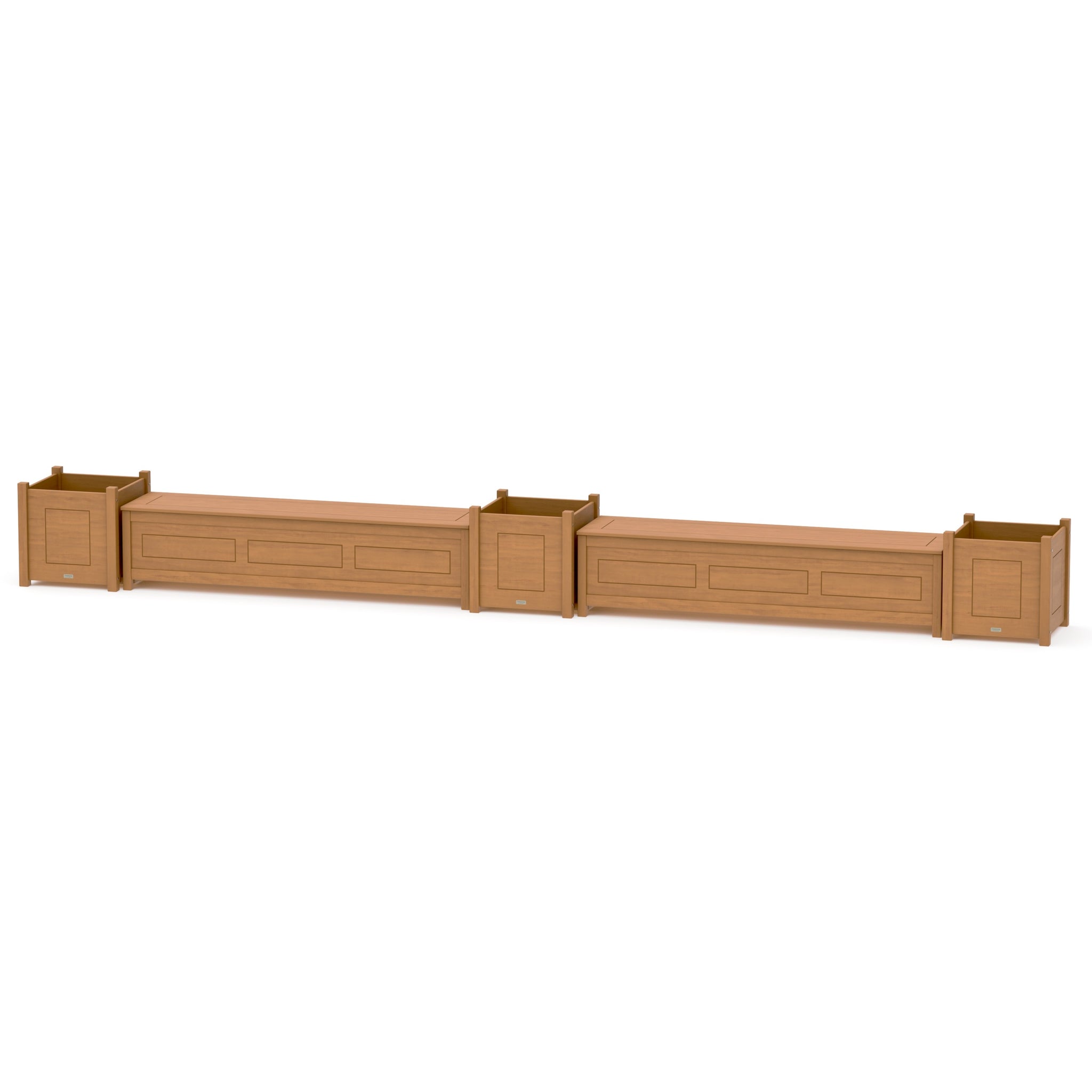 72" Country Living Straight Double Planter Storage Bench Set- Large