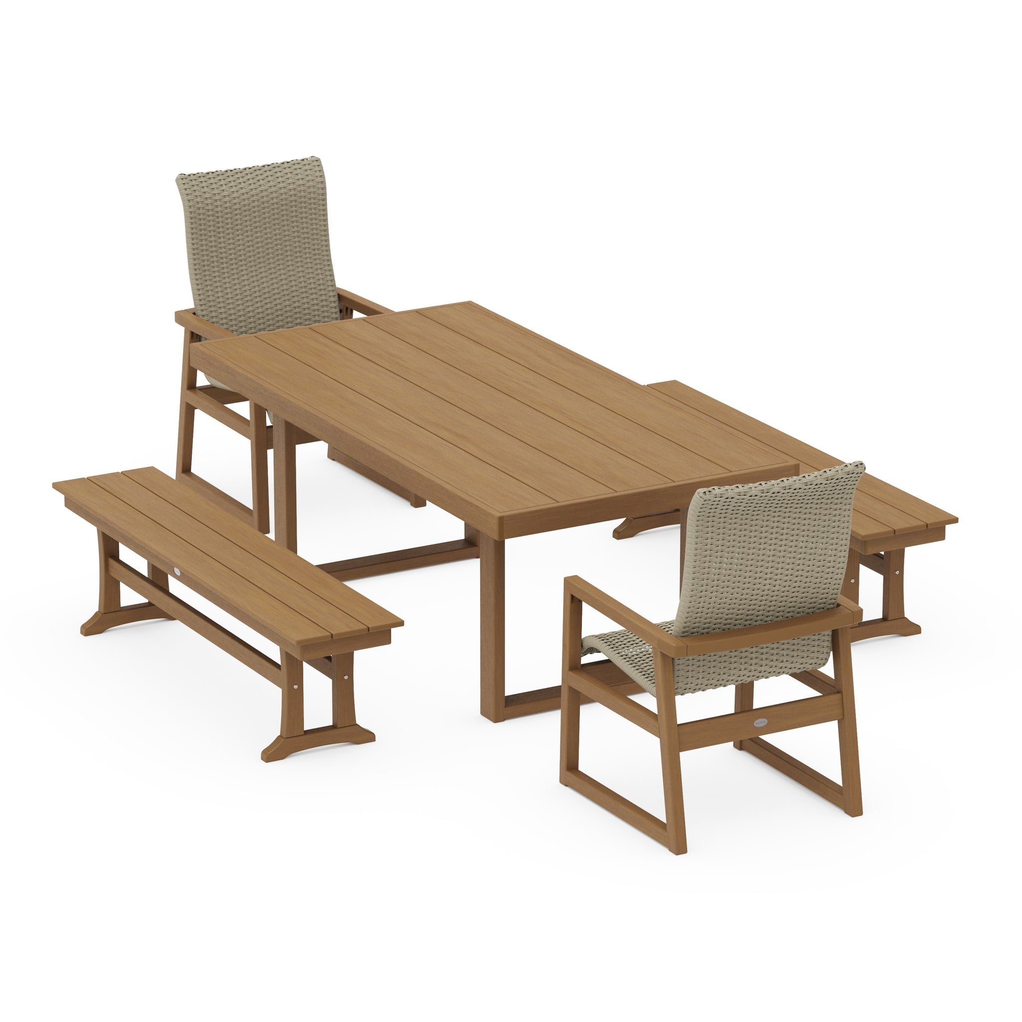 EDGE Woven Highback 5-Piece Dining Set with Benches