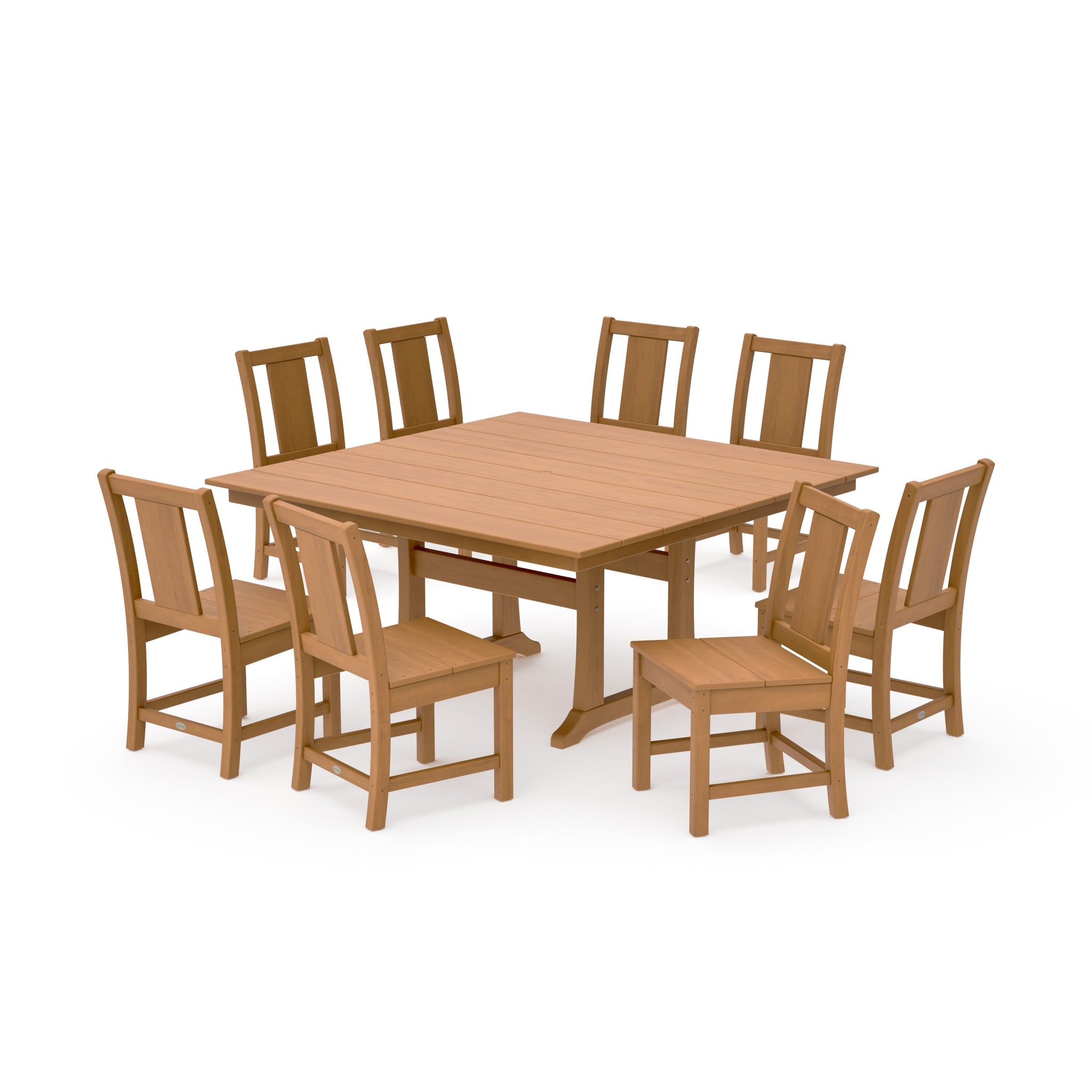 Prairie Side Chair 9-Piece Square Farmhouse Dining Set with Trestle Legs