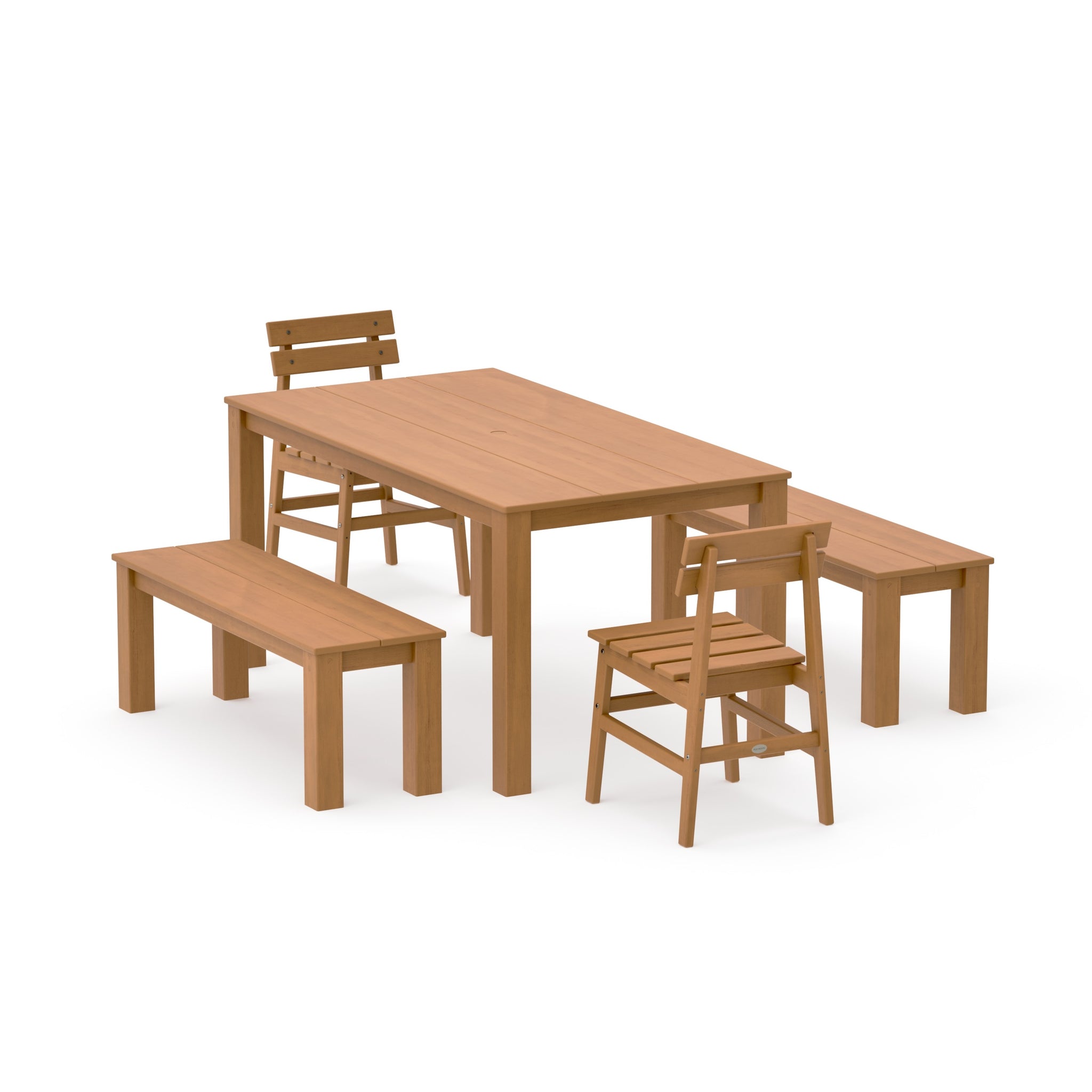 Modern Studio Plaza Chair 5-Piece Parsons Dining Set with Benches
