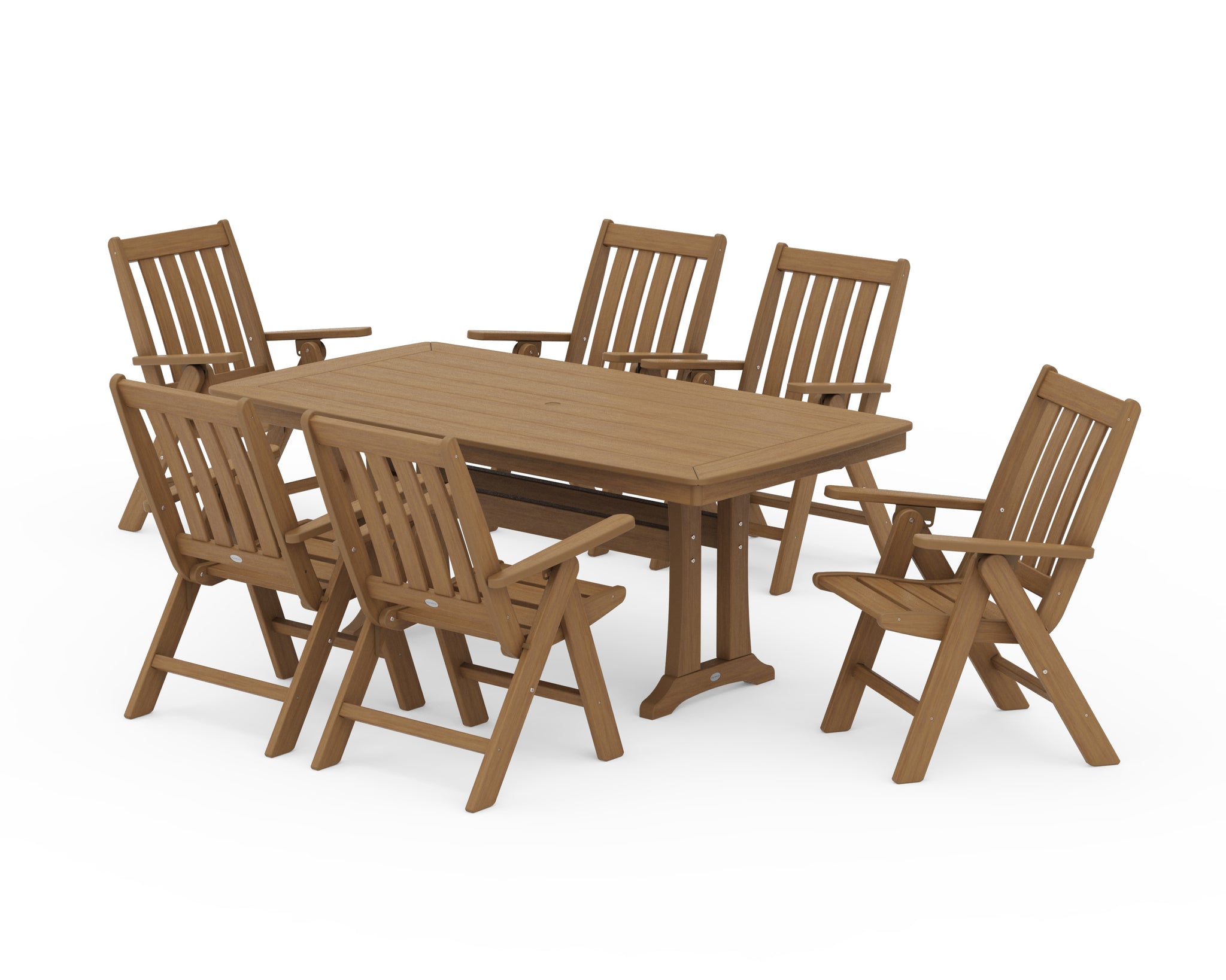 Vineyard Folding Chair 7-Piece Dining Set with Trestle Legs