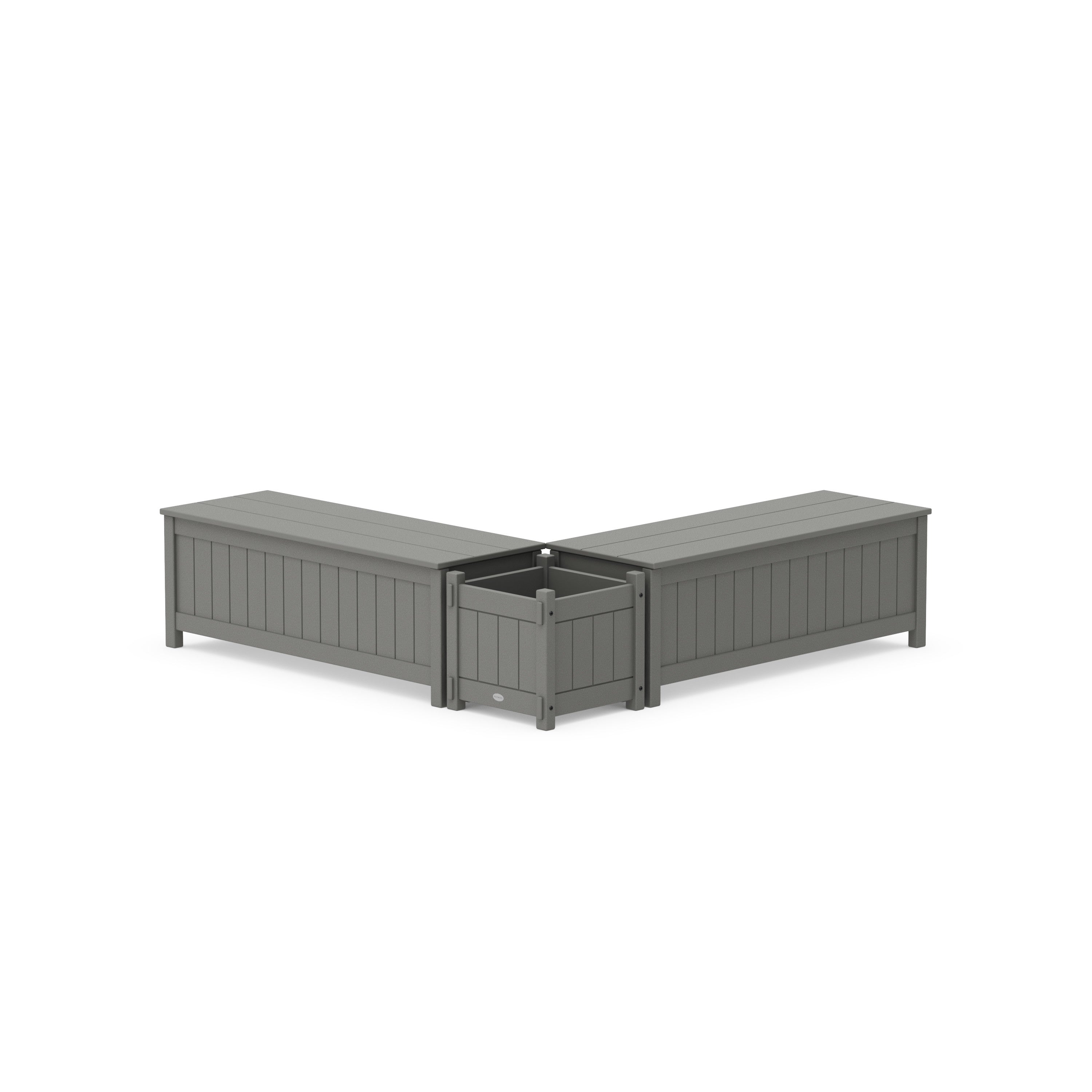 48" Vineyard L- Shaped Planter Storage Bench Set