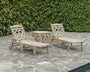 Chinoiserie 3-Piece Chaise Set with Umbrella Stand Accent Table
