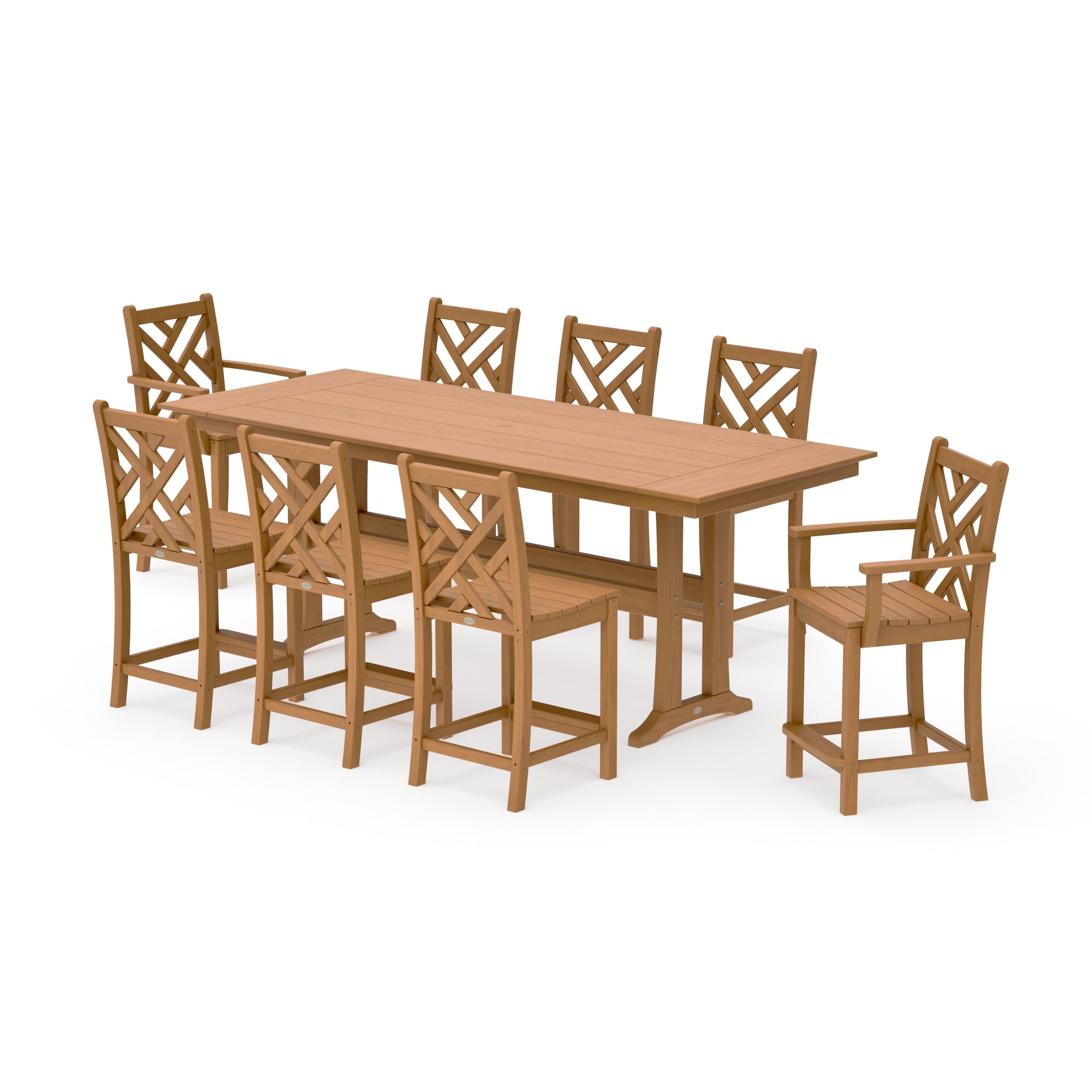 Chippendale 9-Piece Farmhouse Counter Set with Trestle Legs