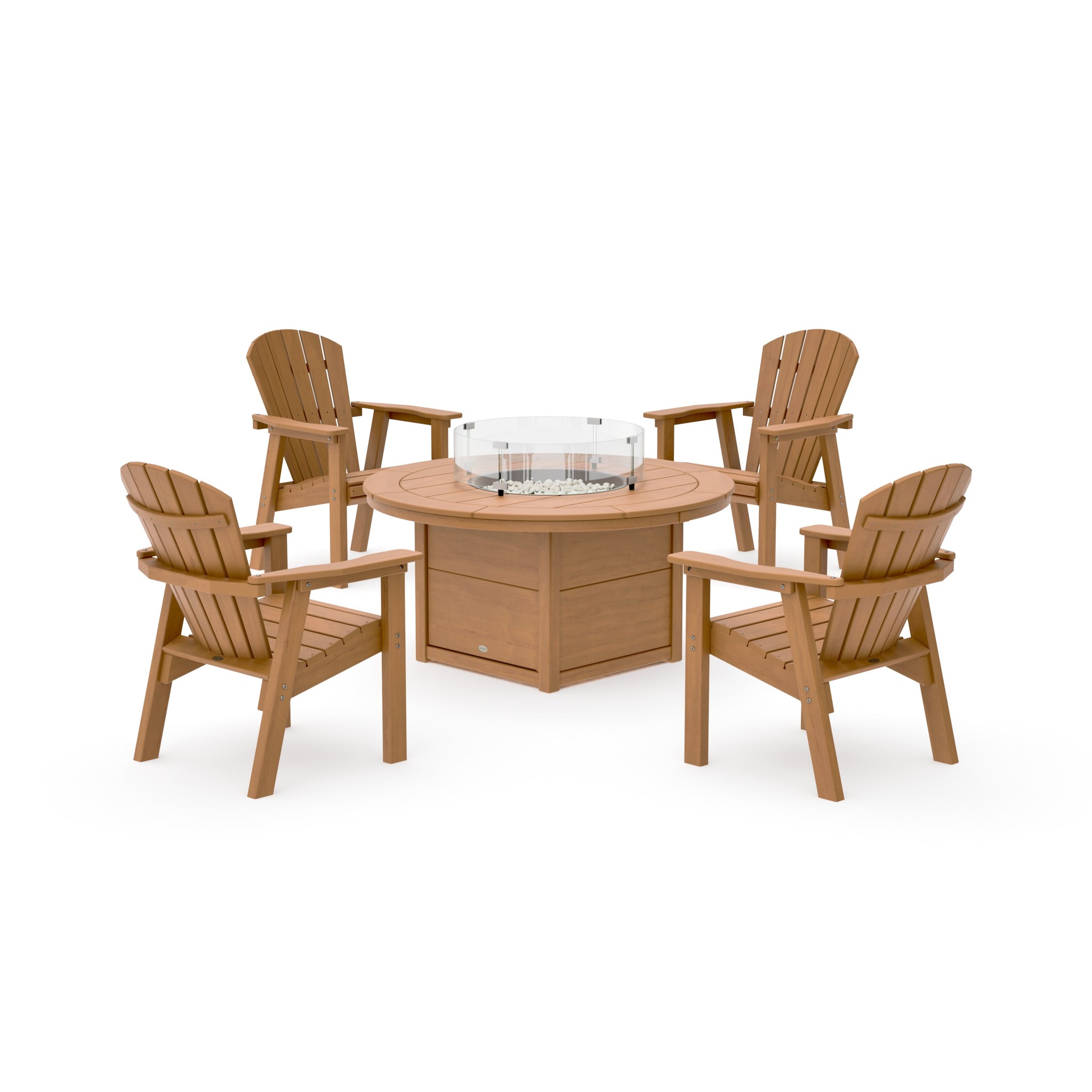 Seashell 4-Piece Upright Adirondack Conversation Set with Fire Pit Table