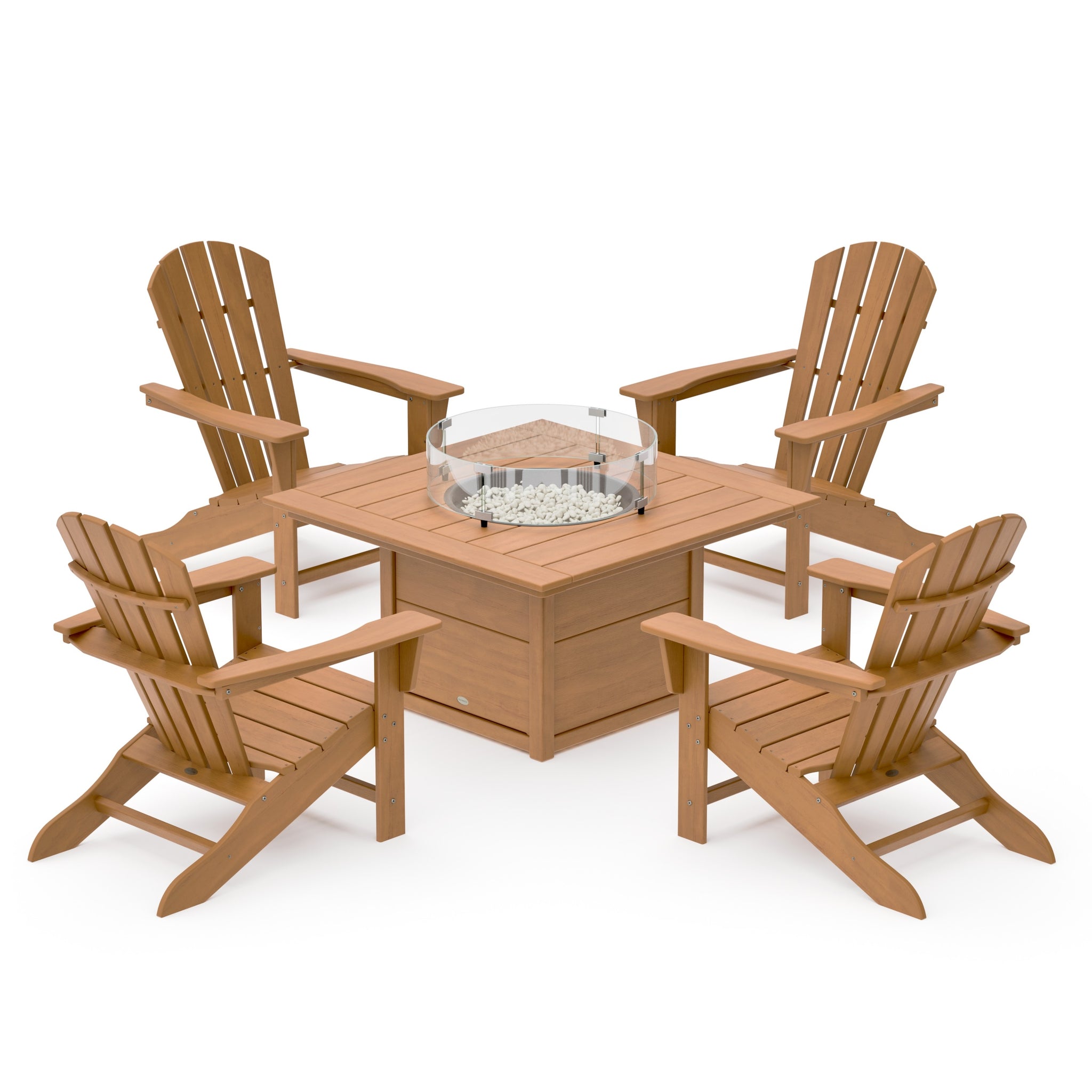Palm Coast 5-Piece Adirondack Chair Conversation Set with Fire Pit Table