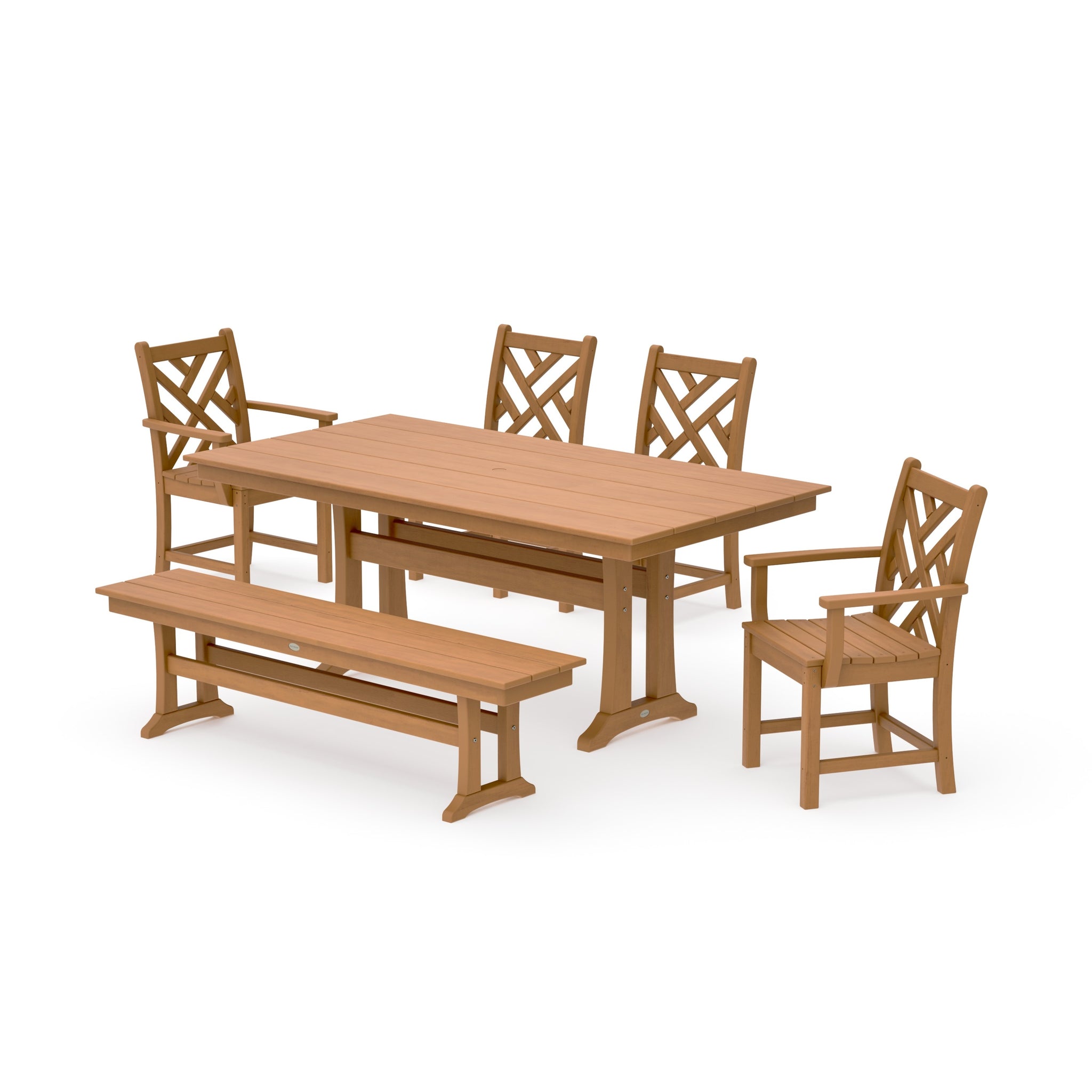 Chippendale 6-Piece Farmhouse Dining Set With Trestle Legs