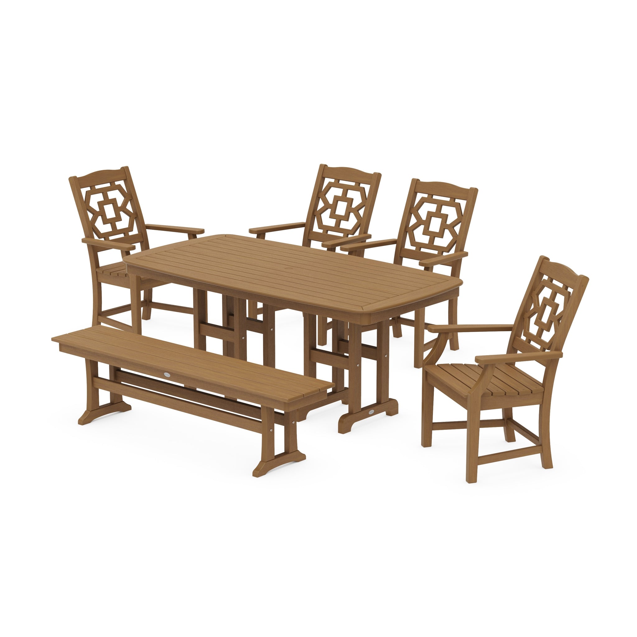 Chinoiserie 6-Piece Dining Set with Bench