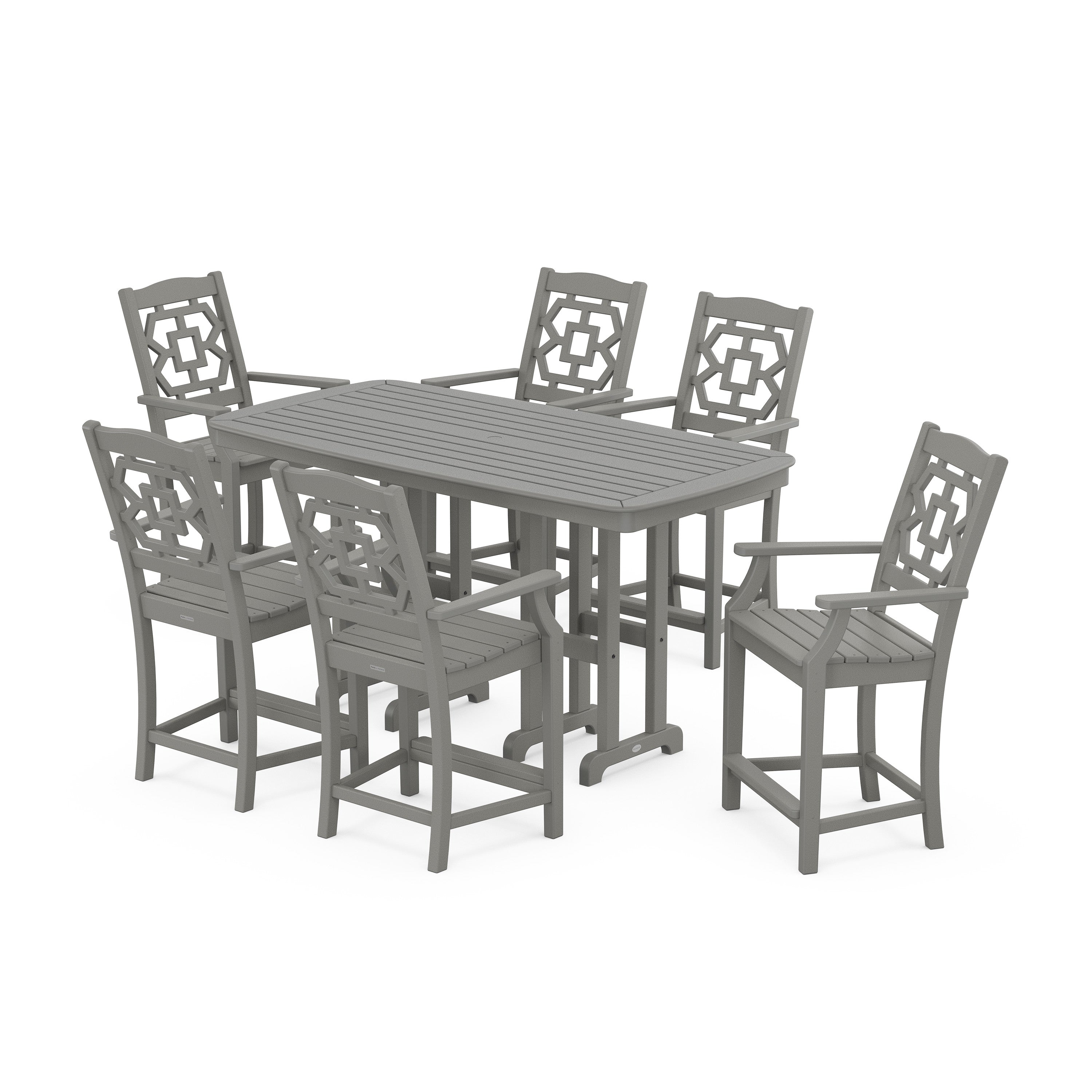 Chinoiserie Arm Chair 7-Piece Counter Set