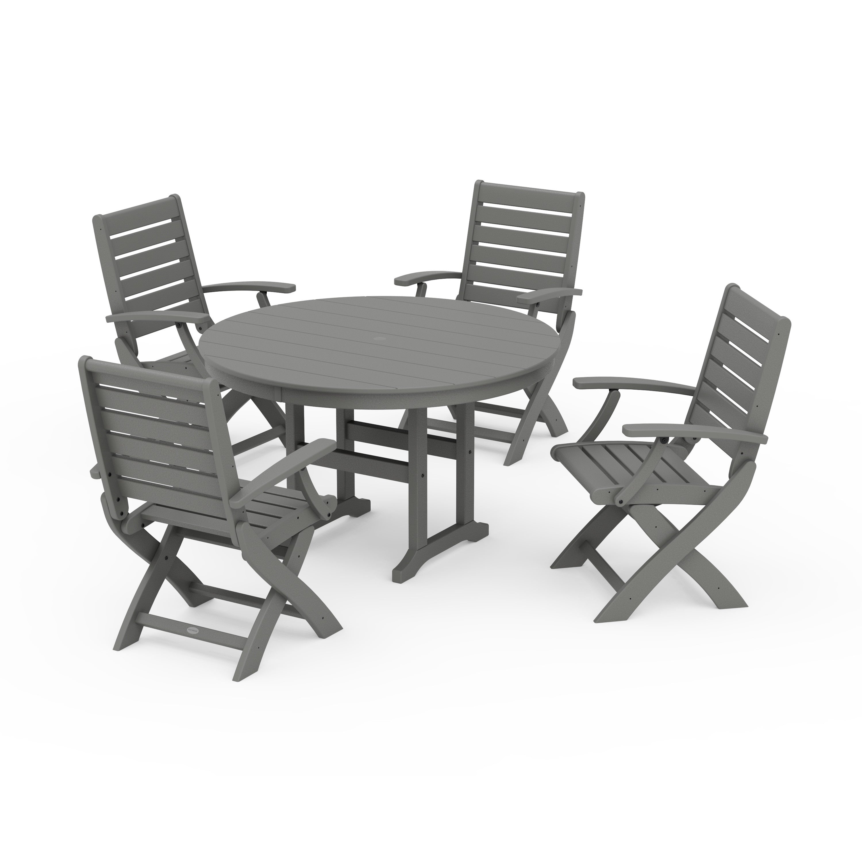Signature Folding Chair 5-Piece Round Farmhouse Dining Set