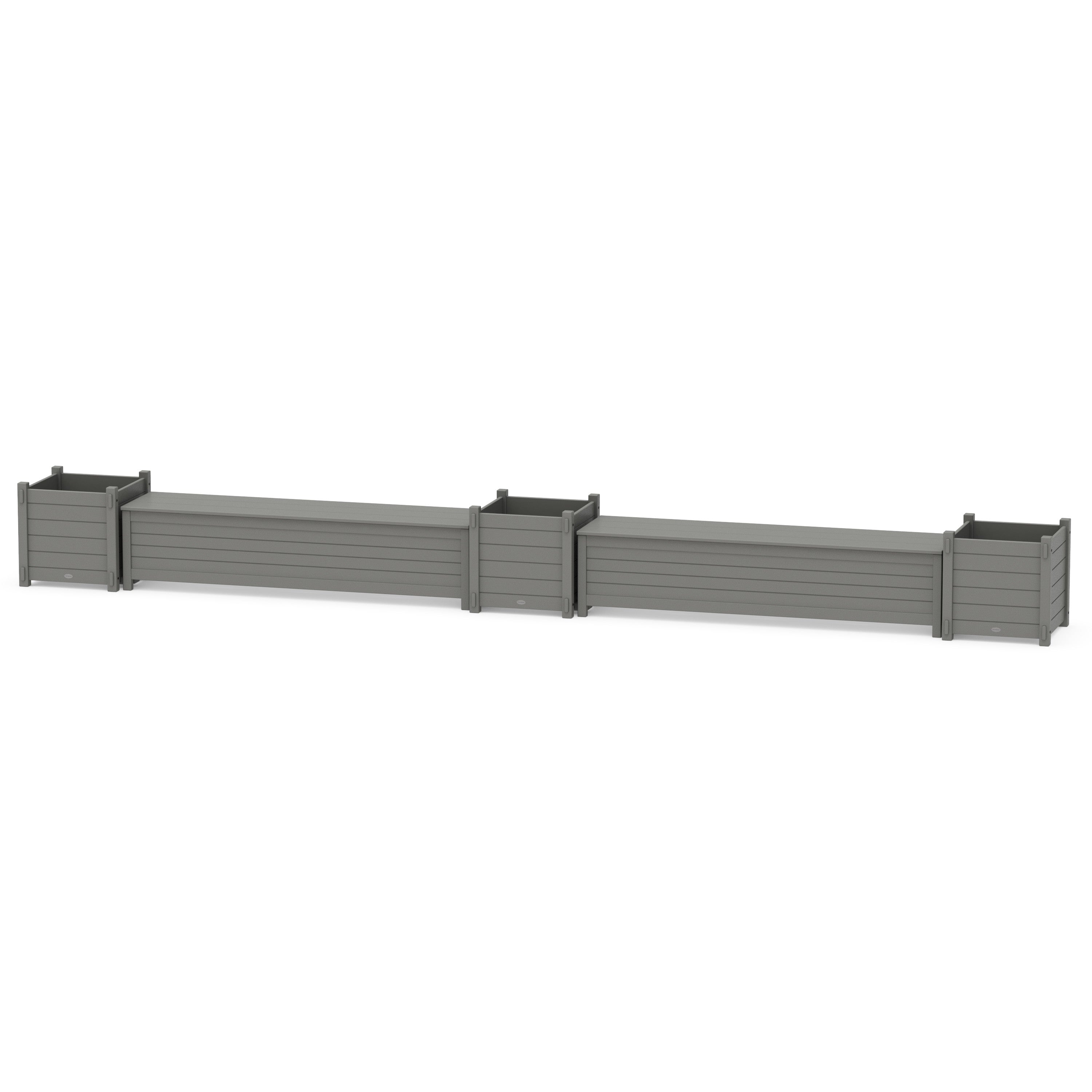 72" Nautical Straight Double Planter Storage Bench Set- Large