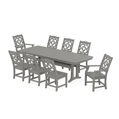 Chinoiserie 9-Piece Dining Set with Trestle Legs