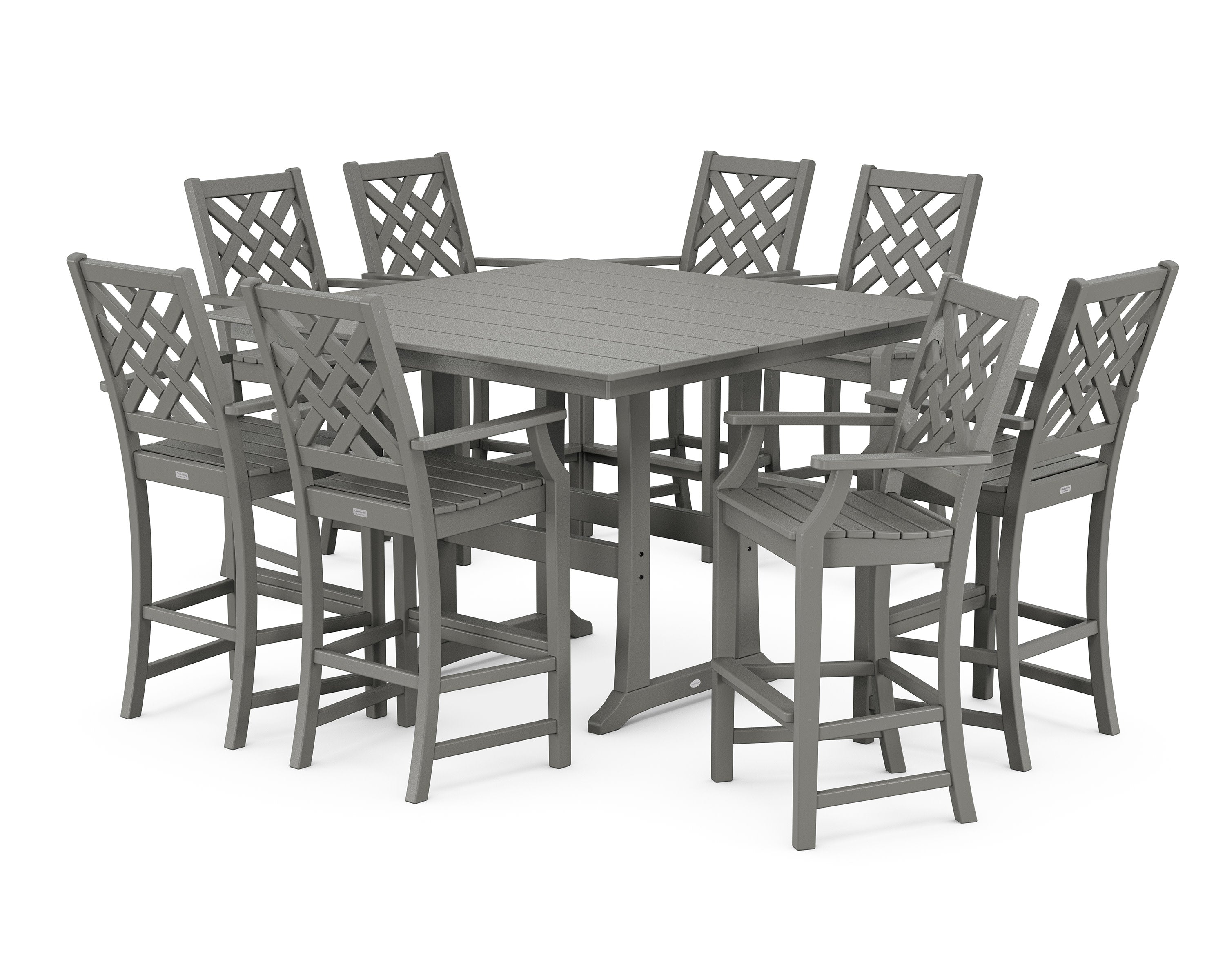Wovendale 9-Piece Square Farmhouse Bar Set with Trestle Legs
