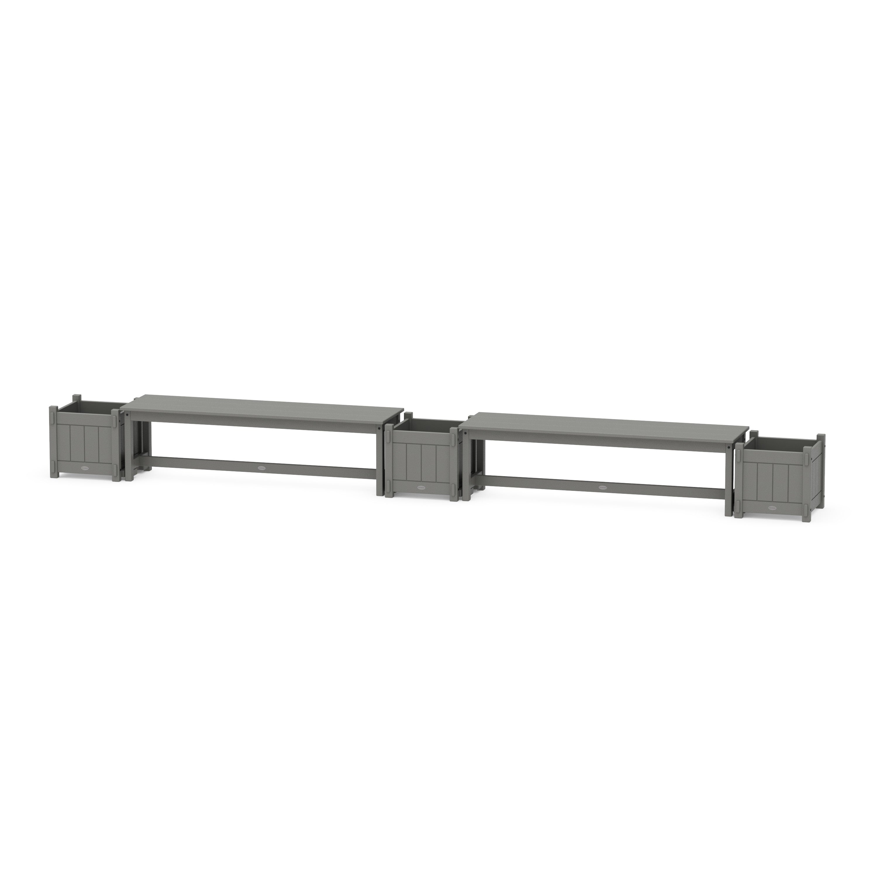 60" Vineyard Straight Double Planter Bench Set