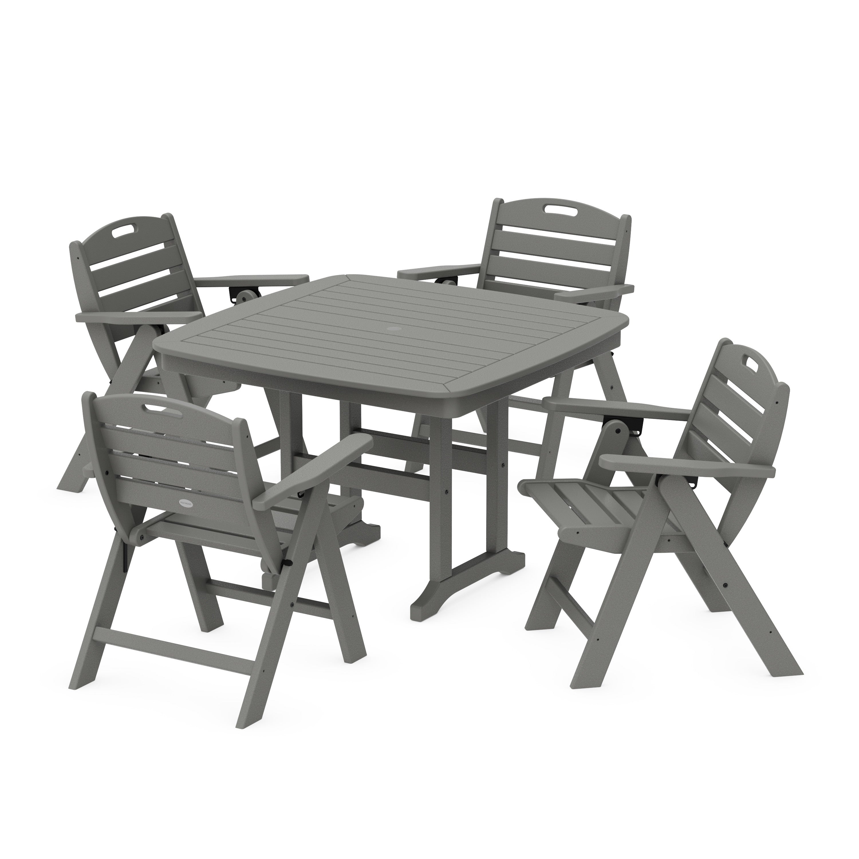 Nautical Folding Lowback Chair 5-Piece Dining Set with Trestle Legs