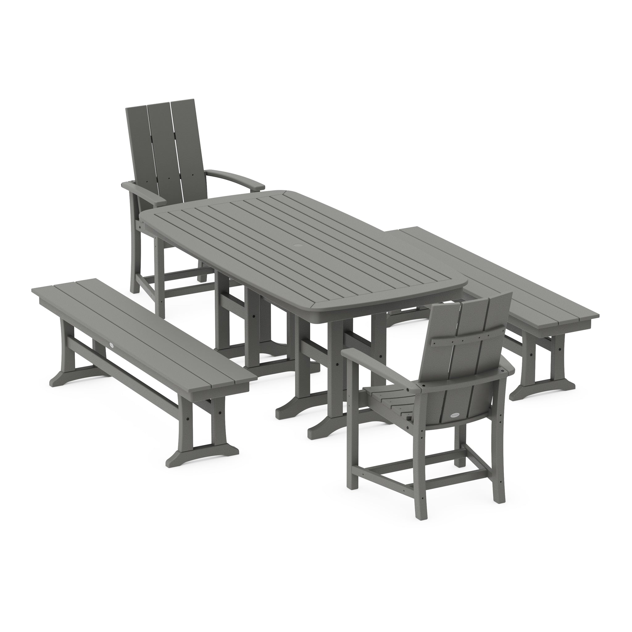 Modern Adirondack 5-Piece Farmhouse Dining Set with Benches