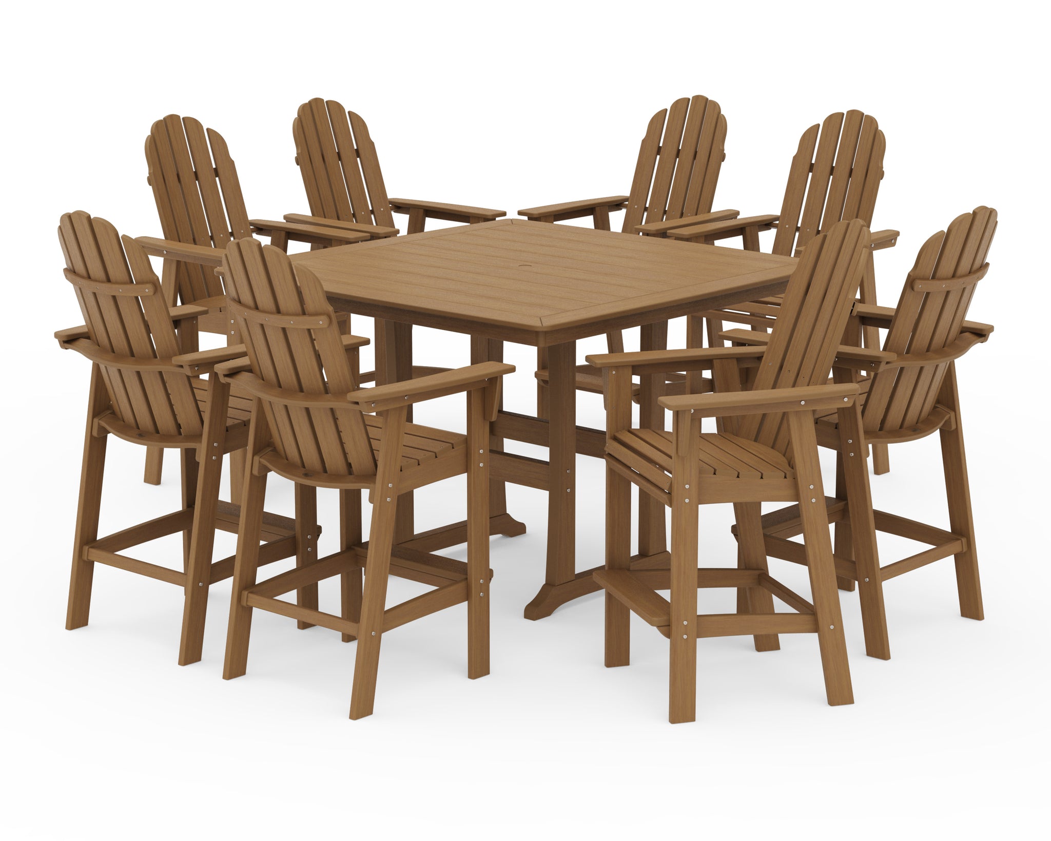 Vineyard Curveback Adirondack 9-Piece Trestle Bar Set