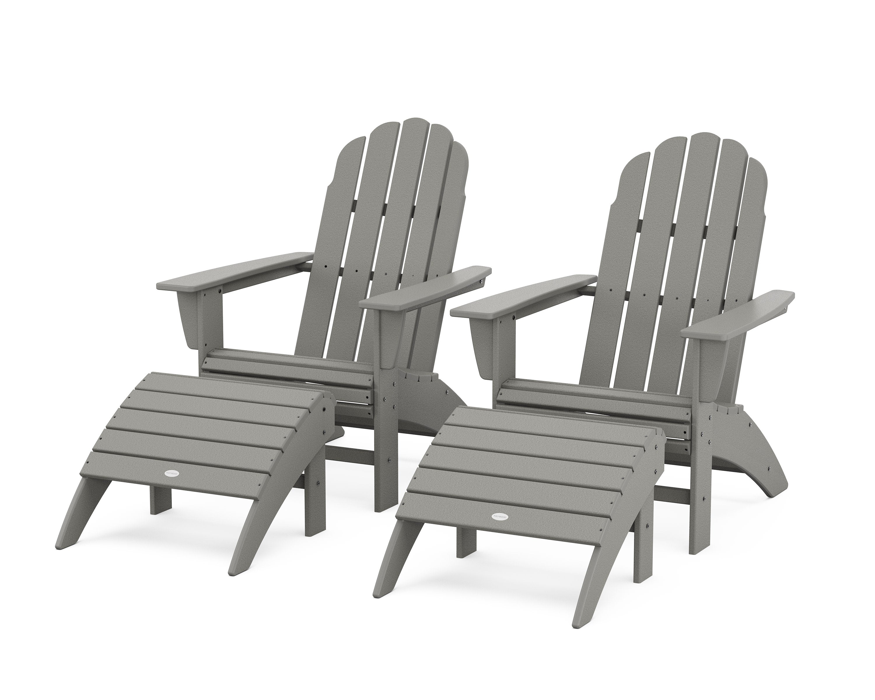 Vineyard Curveback Adirondack Chair 4-Piece Set with Ottomans