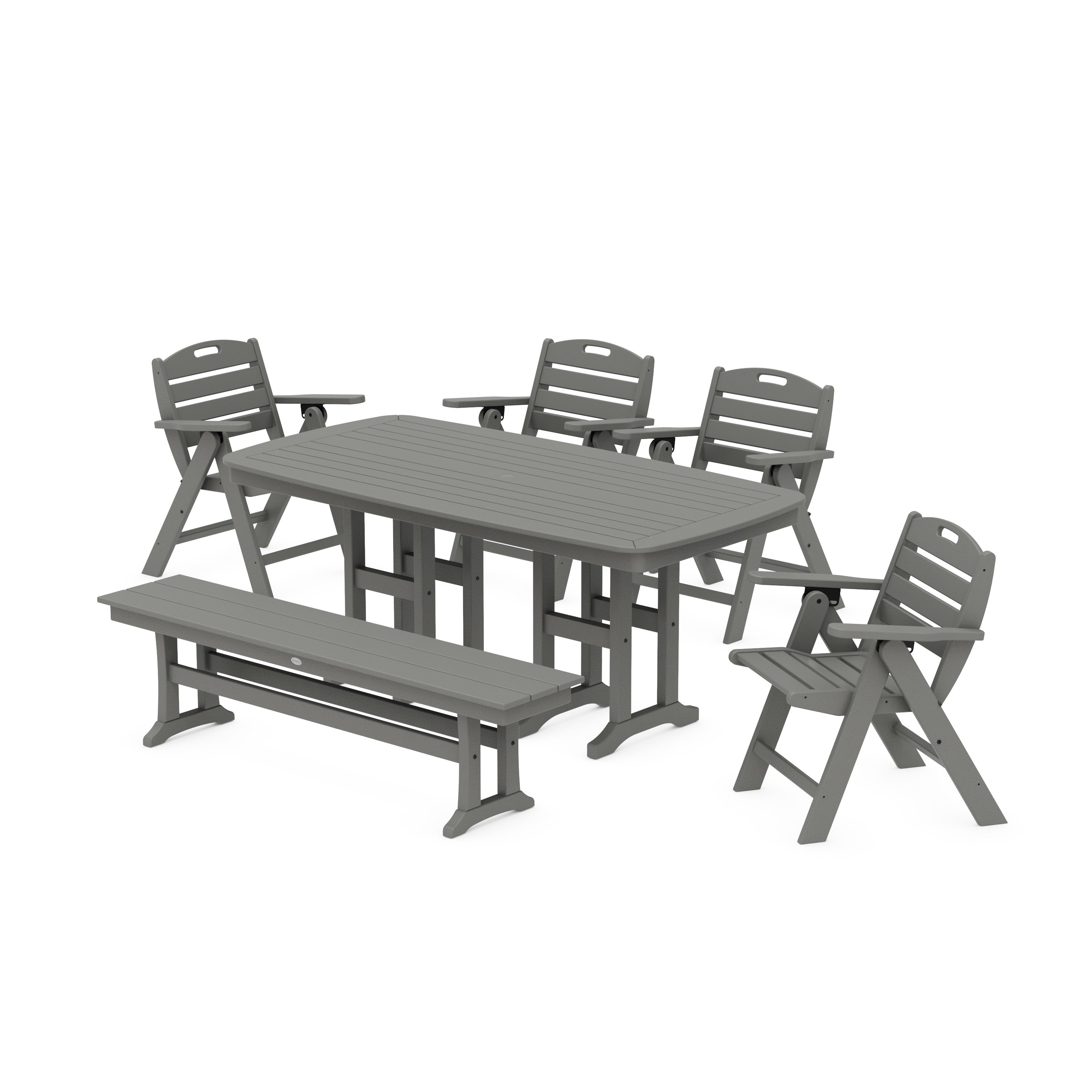 Nautical Lowback 6-Piece Dining Set with Bench