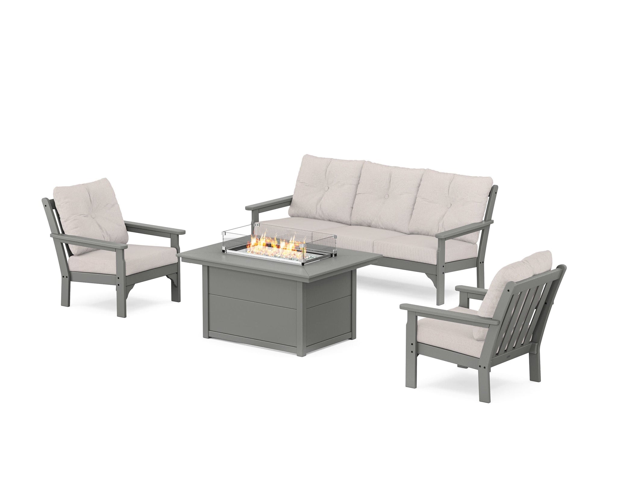 Vineyard Deep Seating Fire Pit Table Set