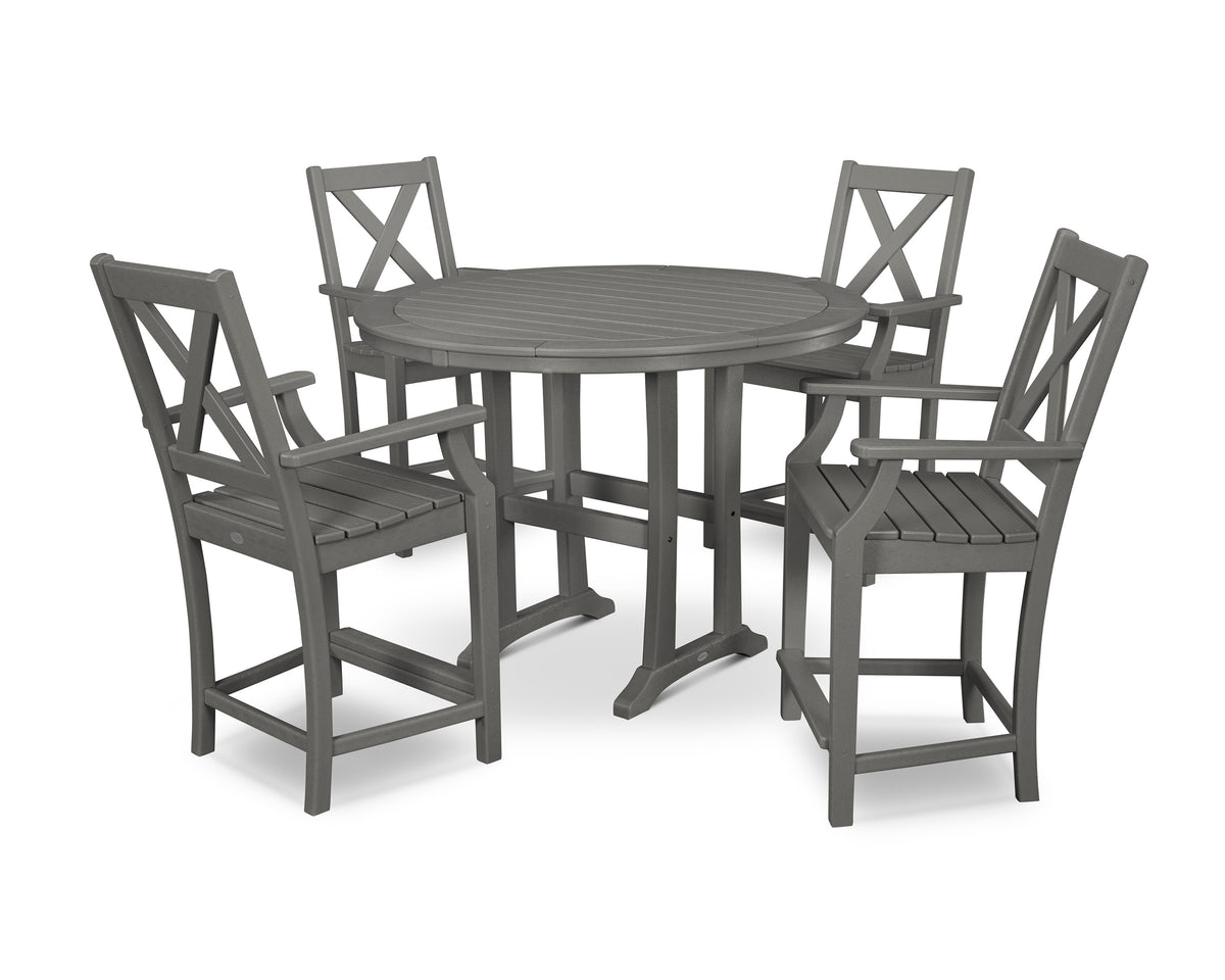 Braxton 5-Piece Nautical Trestle Arm Chair Counter Set