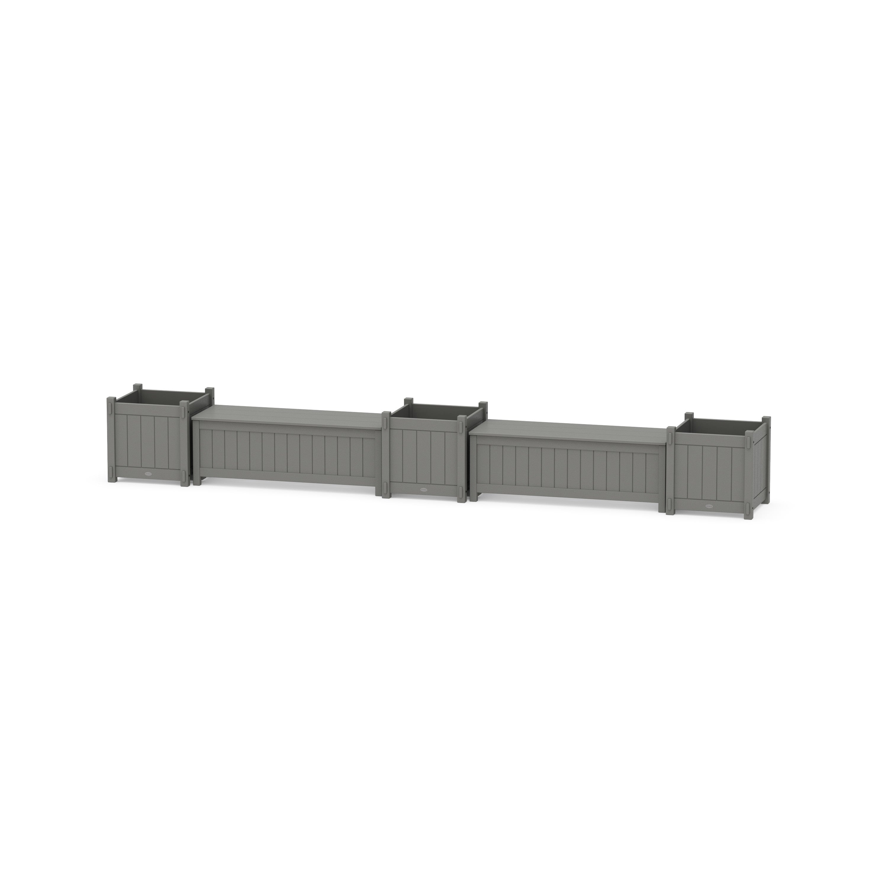 48" Vineyard Straight Double Planter Storage Bench Set- Large