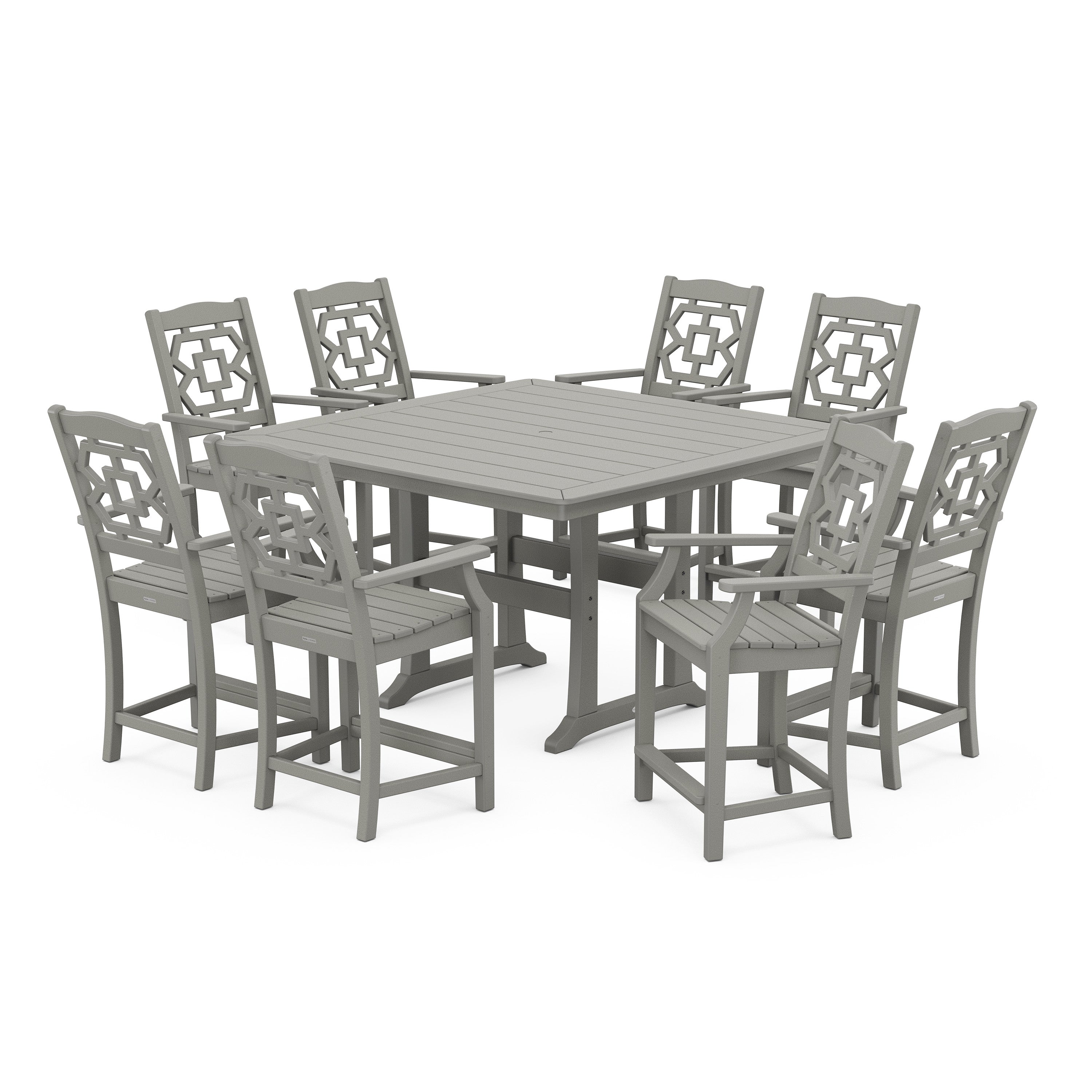 Chinoiserie 9-Piece Square Counter Set with Trestle Legs