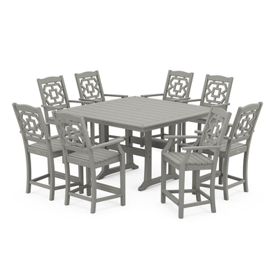 Chinoiserie 9-Piece Square Counter Set with Trestle Legs