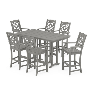 Chinoiserie Arm Chair 7-Piece Farmhouse Bar Set