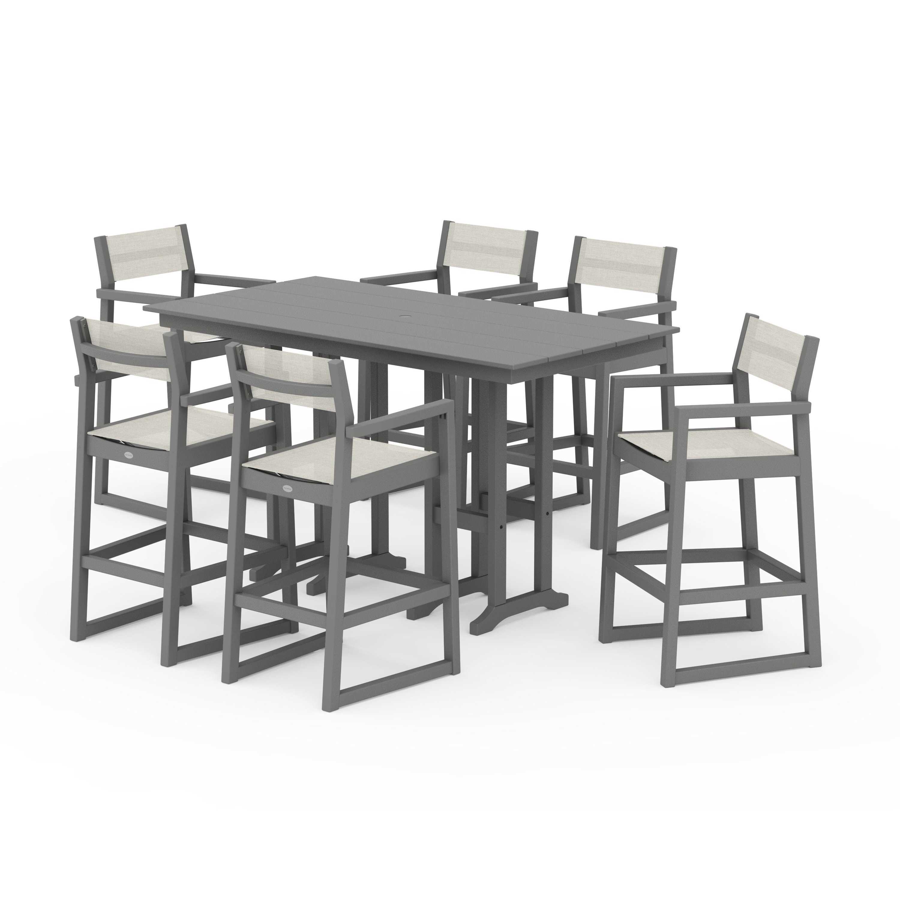 EDGE Sling Arm Chair 7-Piece Farmhouse Bar Set