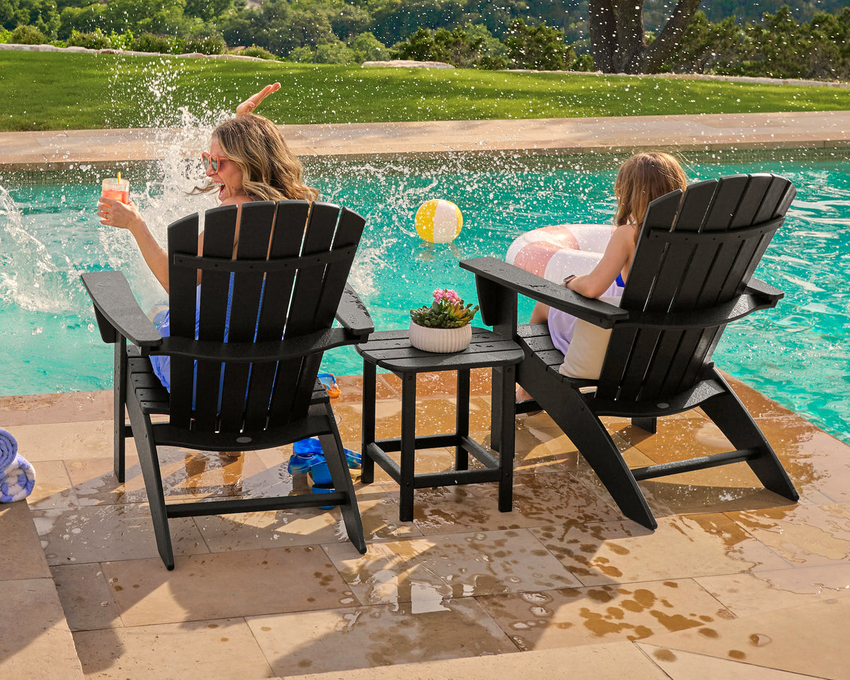 Nautical 3-Piece Curveback Adirondack Set