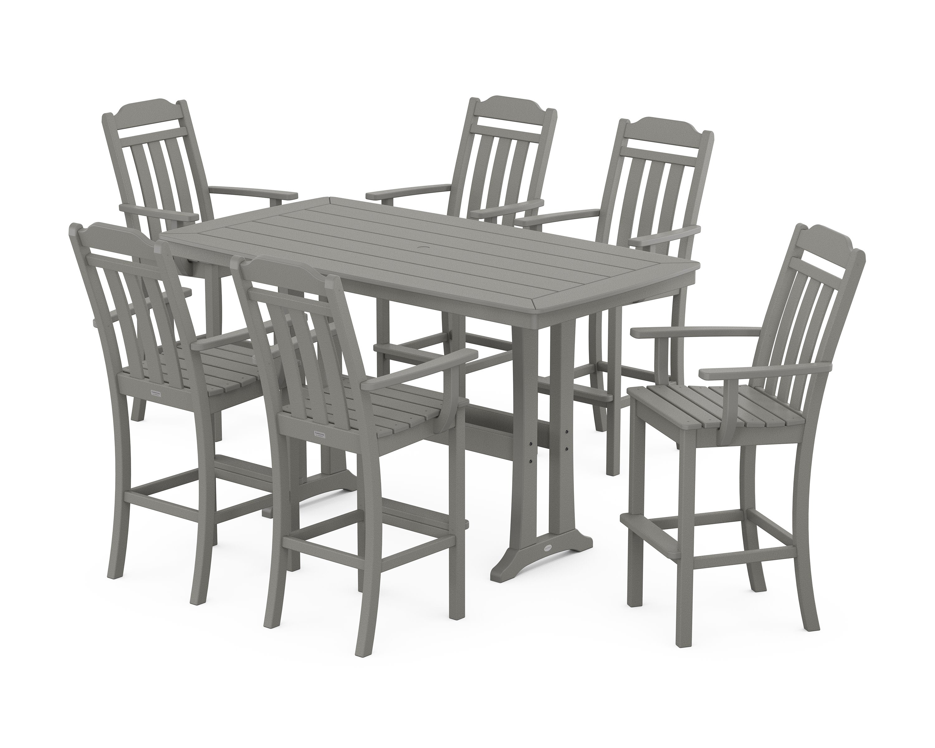 Cottage Arm Chair 7-Piece Bar Set with Trestle Legs