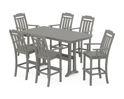 Cottage Arm Chair 7-Piece Bar Set with Trestle Legs