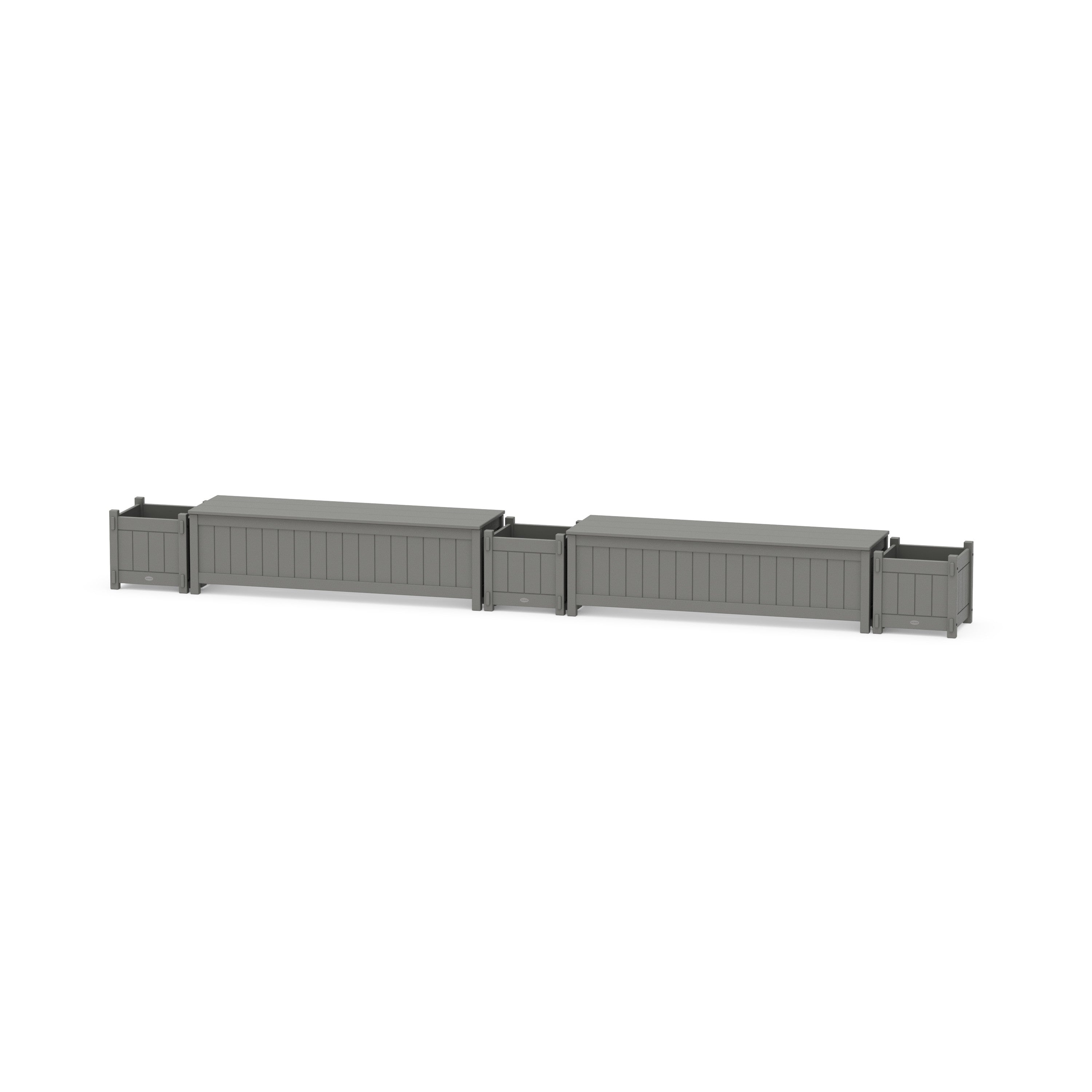 60" Vineyard Straight Double Planter Storage Bench Set