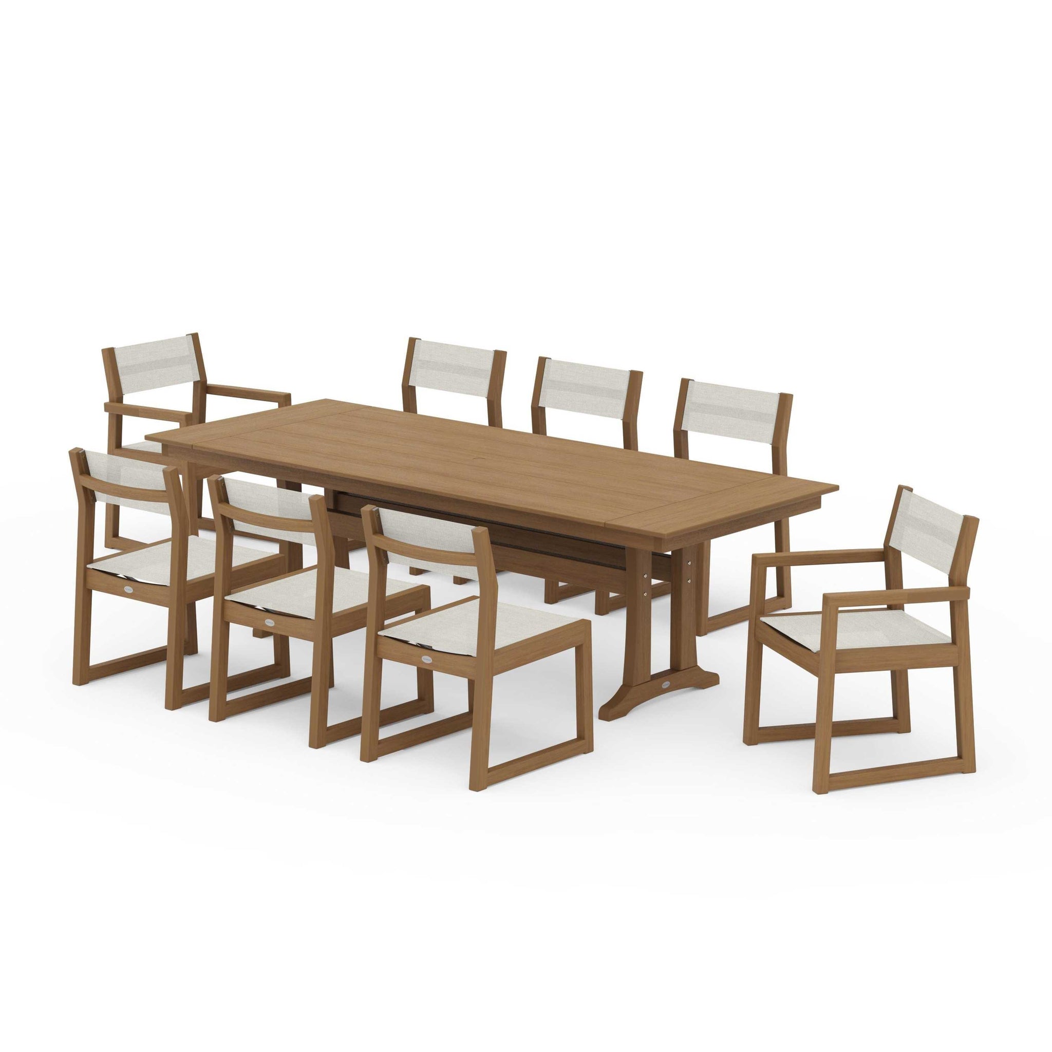 EDGE Sling 9-Piece Farmhouse Trestle Dining Set