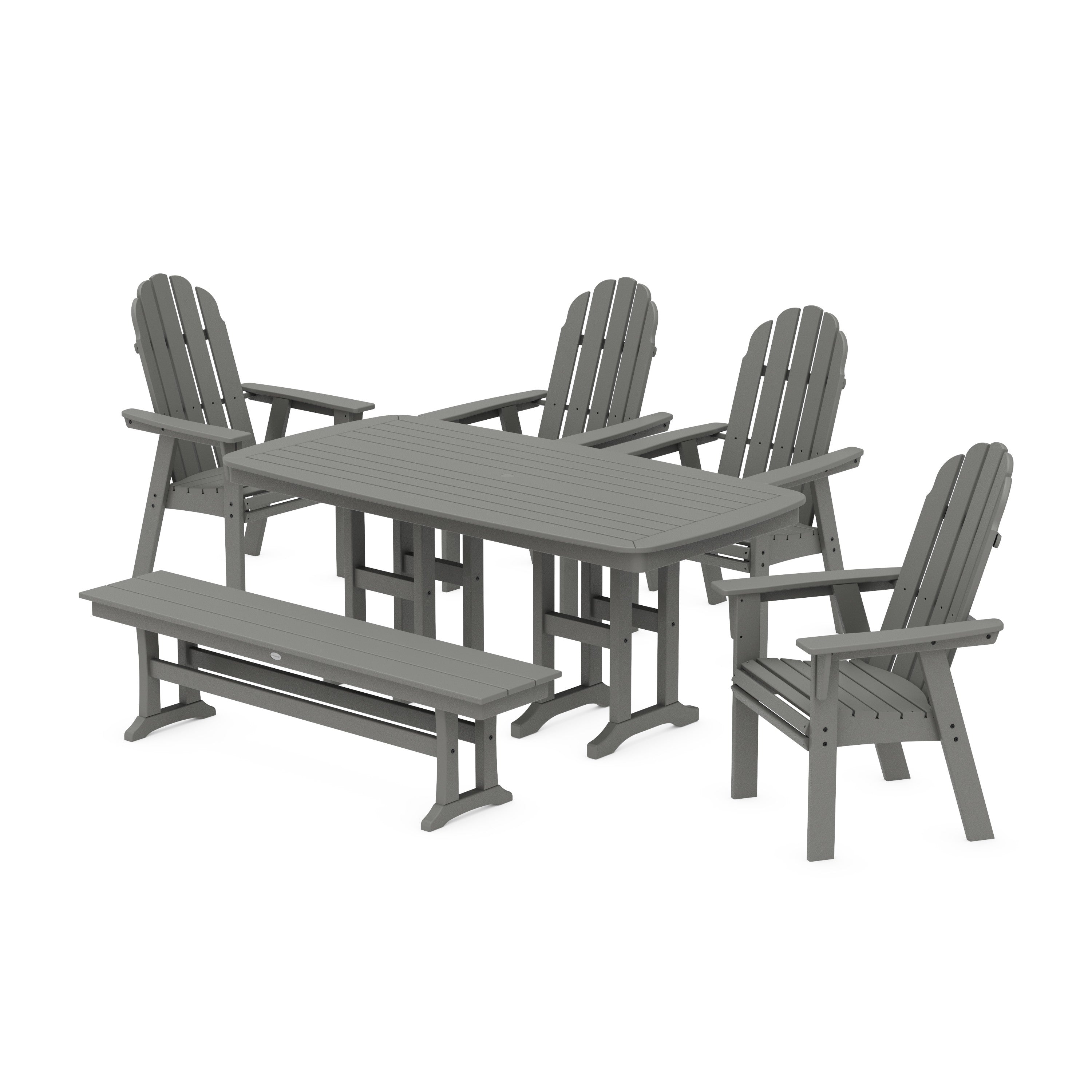 Vineyard Curveback Adirondack Chair 6-Piece Dining Set with Bench