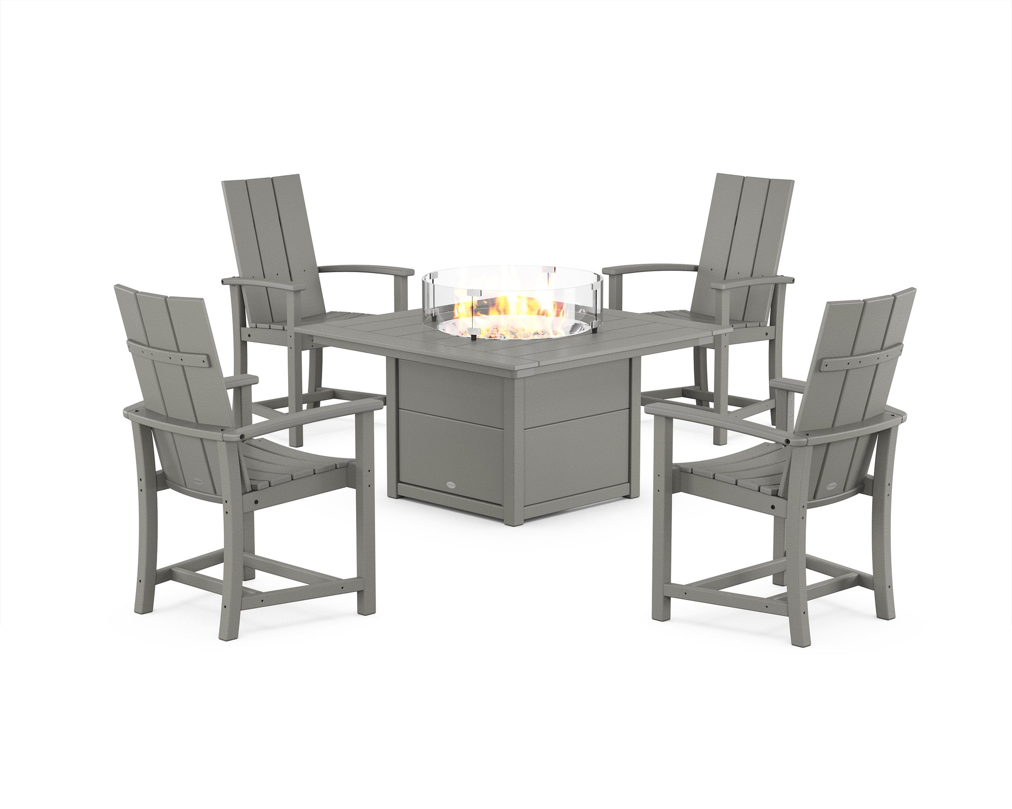 Modern 4-Piece Upright Adirondack Conversation Set with Fire Pit Table