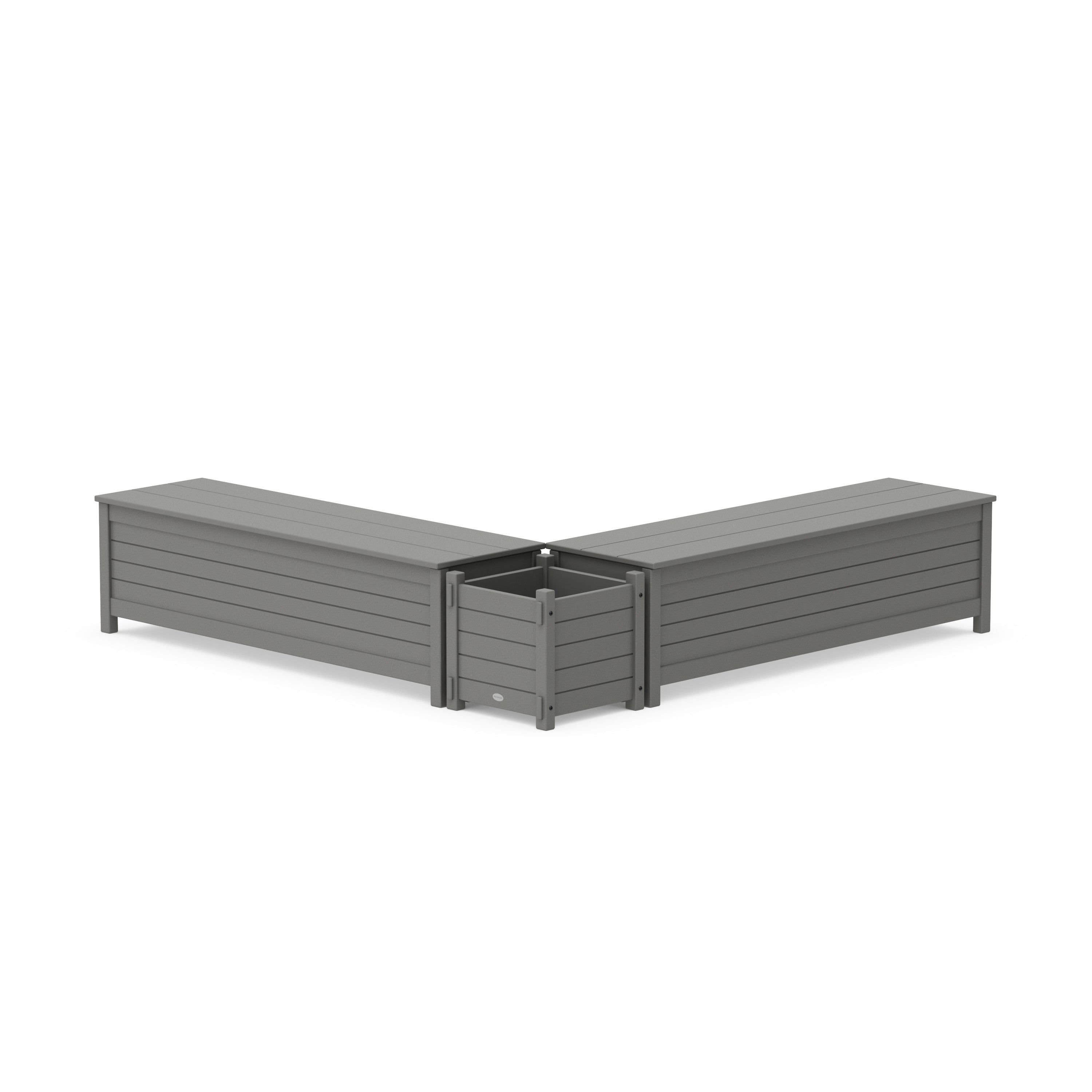 60" Nautical L- Shaped Planter Storage Bench Set