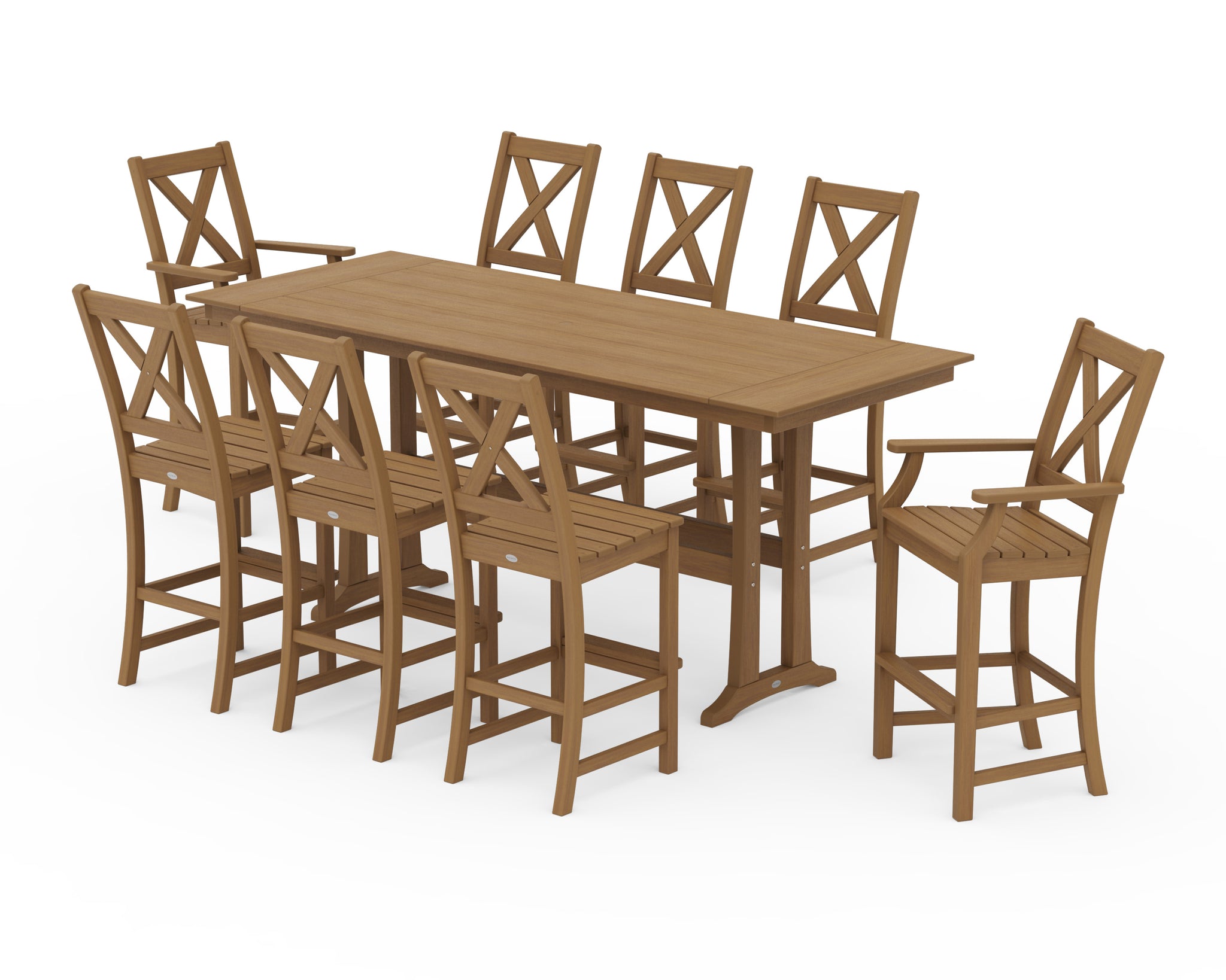 Braxton 9-Piece Farmhouse Bar Set with Trestle Legs