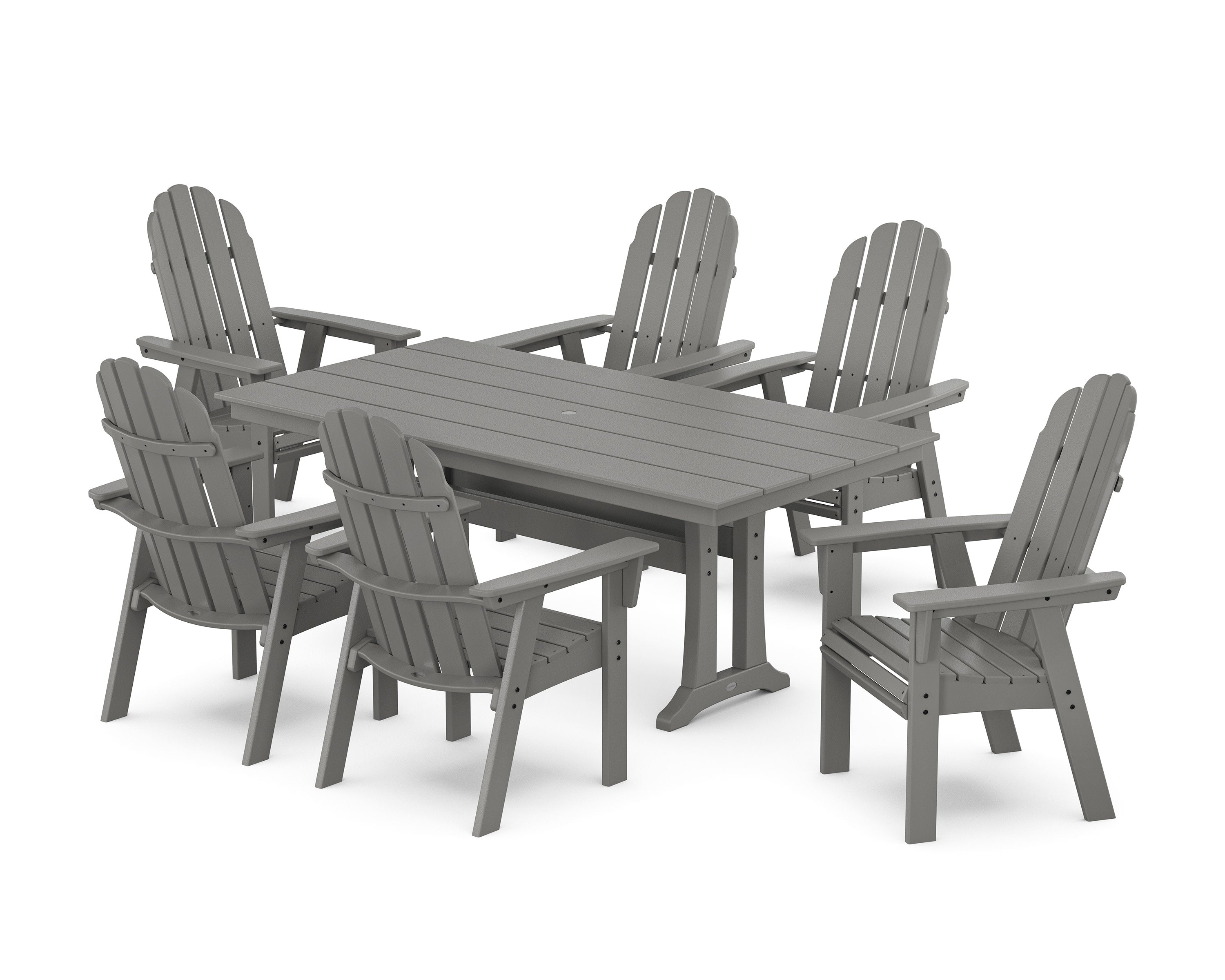 Vineyard Curveback Adirondack Chair 7-Piece Farmhouse Dining Set with Trestle Legs