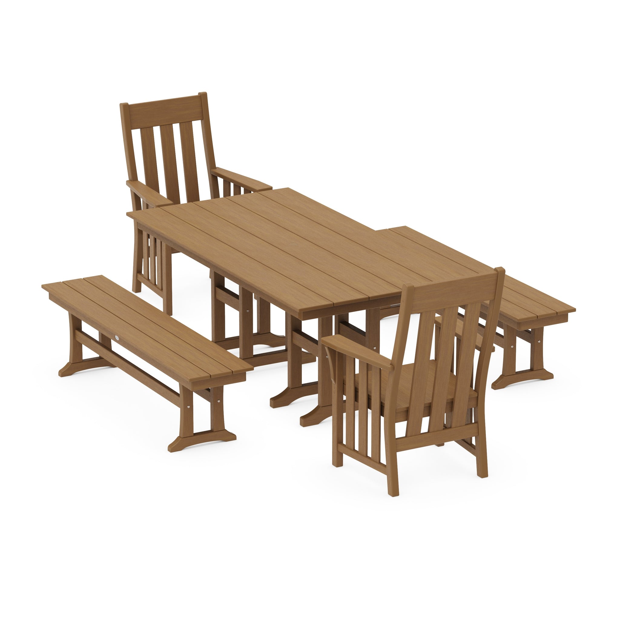 Acadia 5-Piece Farmhouse Dining Set with Benches