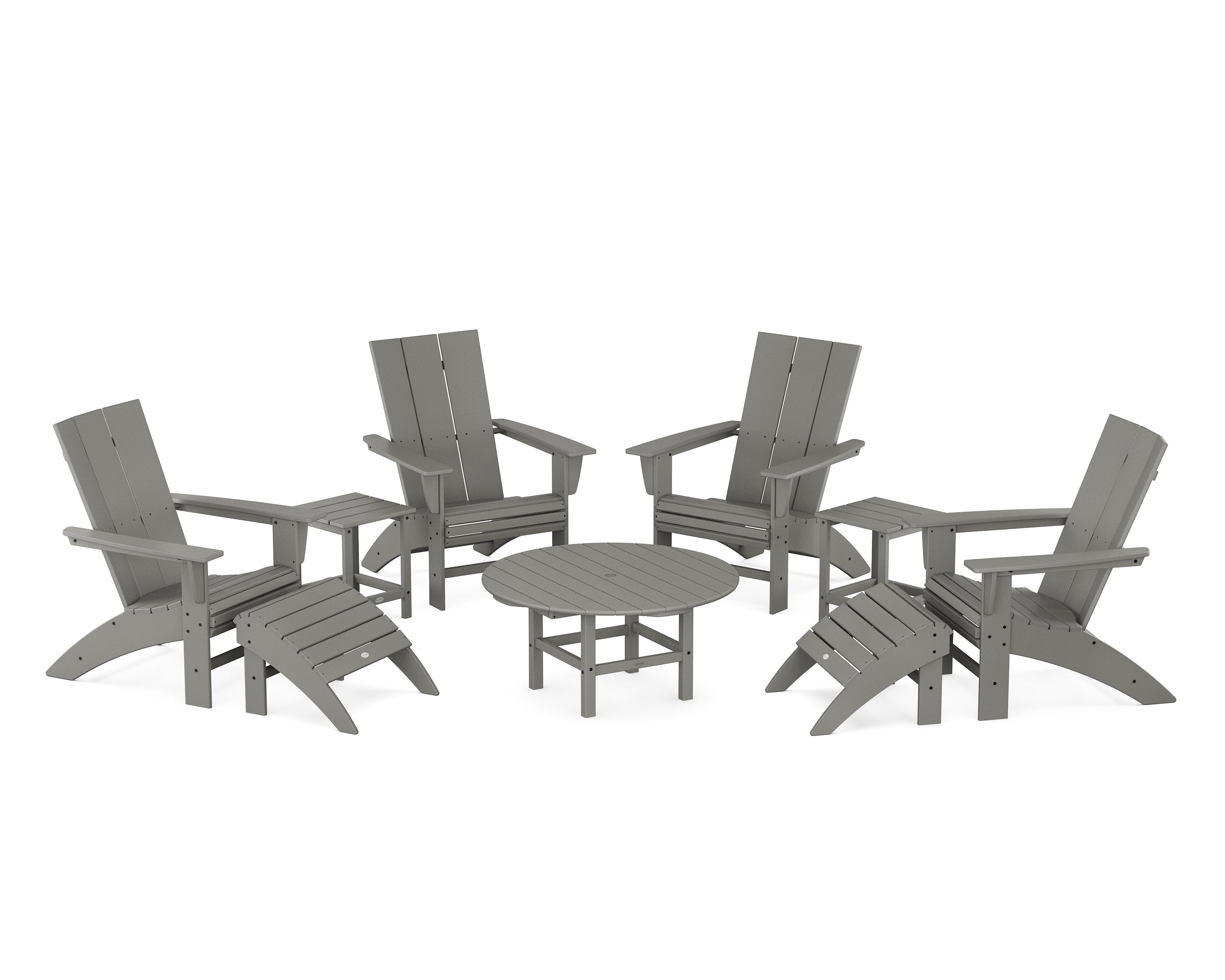 Modern Curveback Adirondack Chair 9-Piece Conversation Set