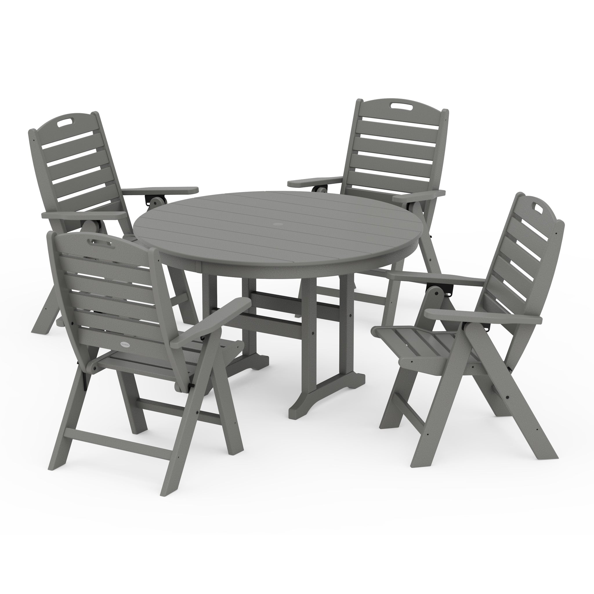 Nautical Folding Chair 5-Piece Round Farmhouse Dining Set